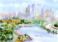 Philadelphia Skyline - Philly Wall Art Watercolor Print
