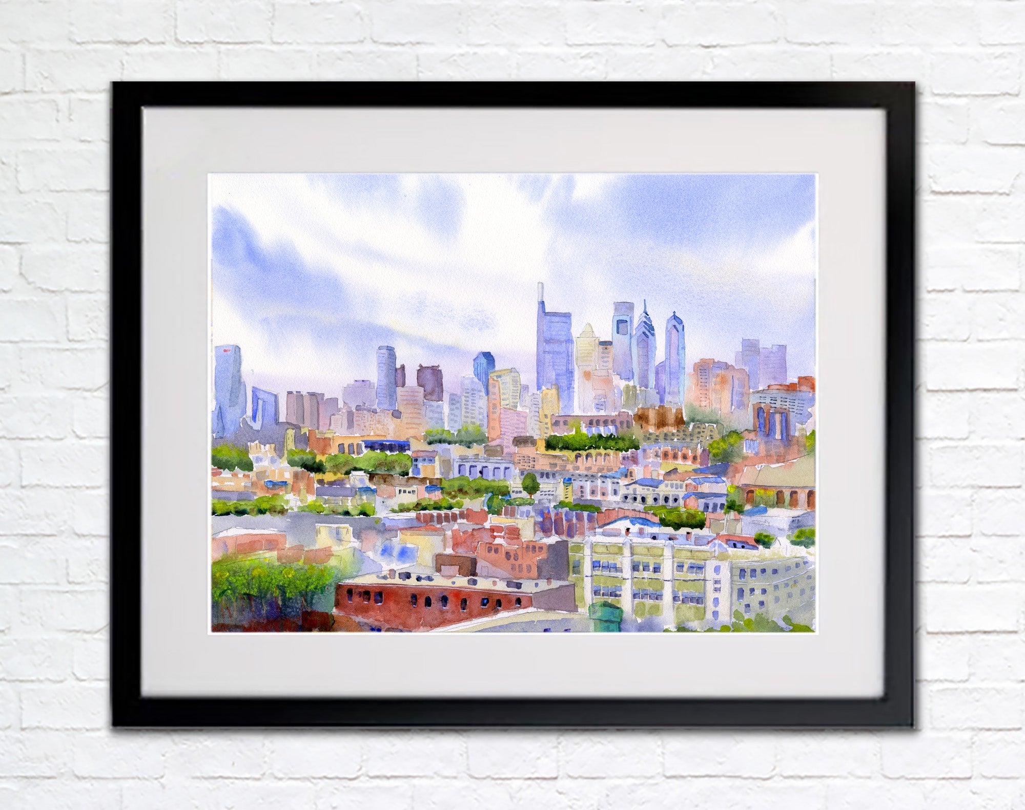 Philadelphia Skyline - From The Bok View - Philly Wall Art Watercolor Print