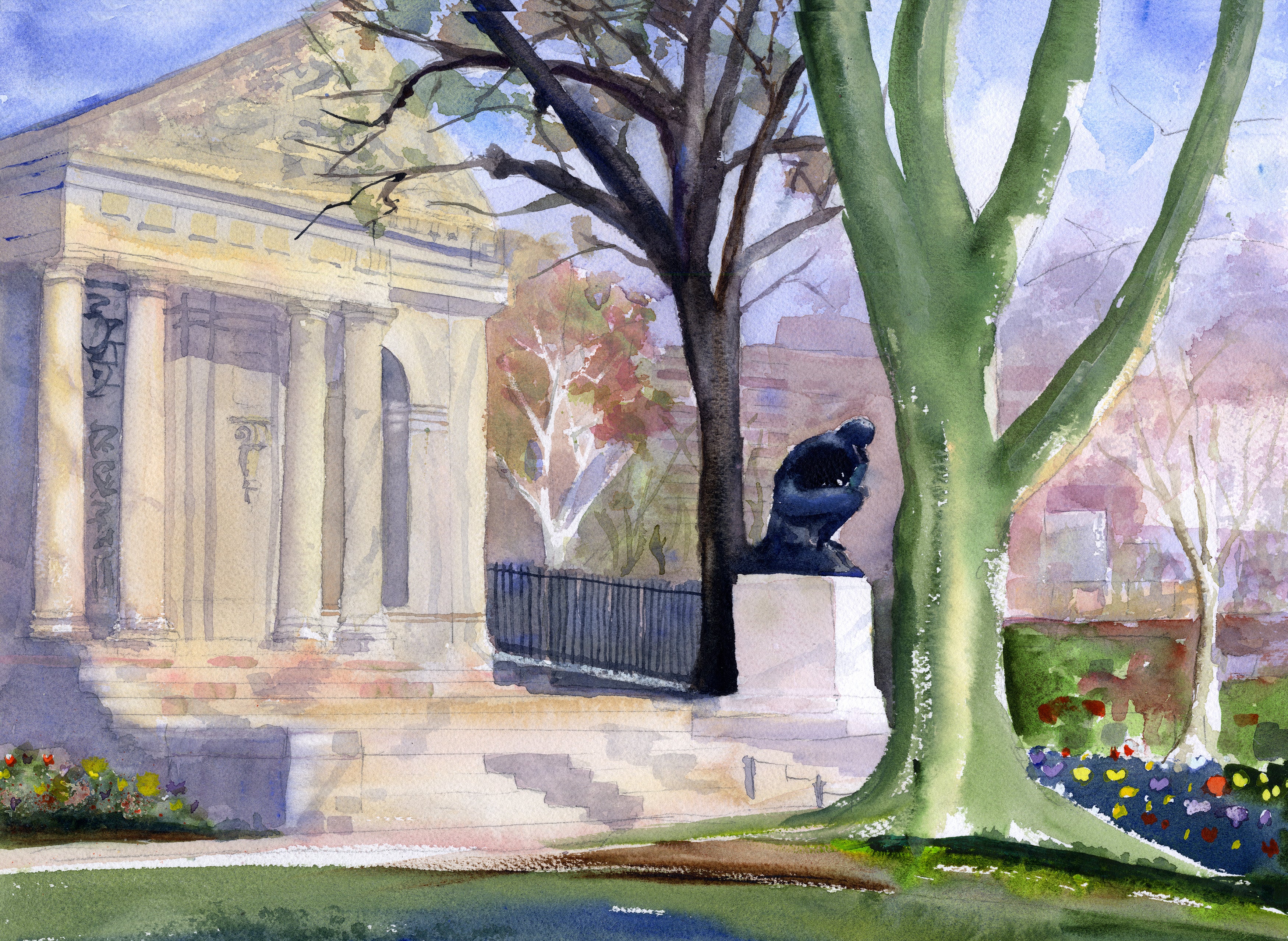Philadelphia RODIN MUSEUM - Philadelphia Wall Art Watercolor Prints