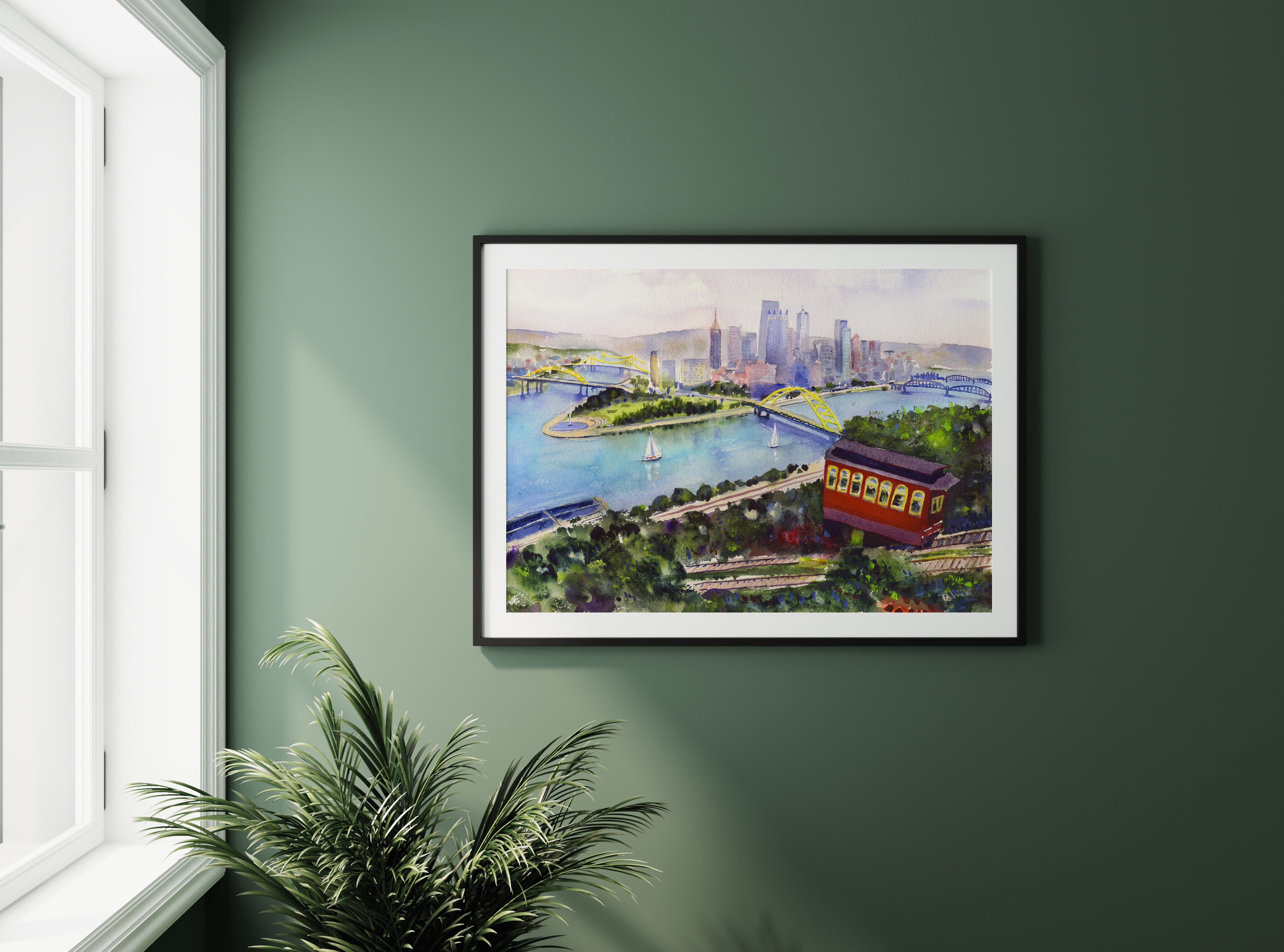 PITTSBURGH WATERCOLOR PRINT - "INCLINE TO PITTSBURGH"