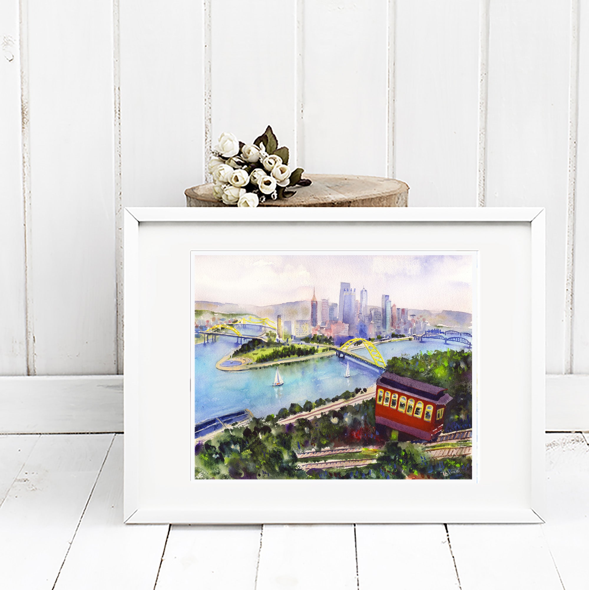 PITTSBURGH WATERCOLOR PRINT - "INCLINE TO PITTSBURGH"
