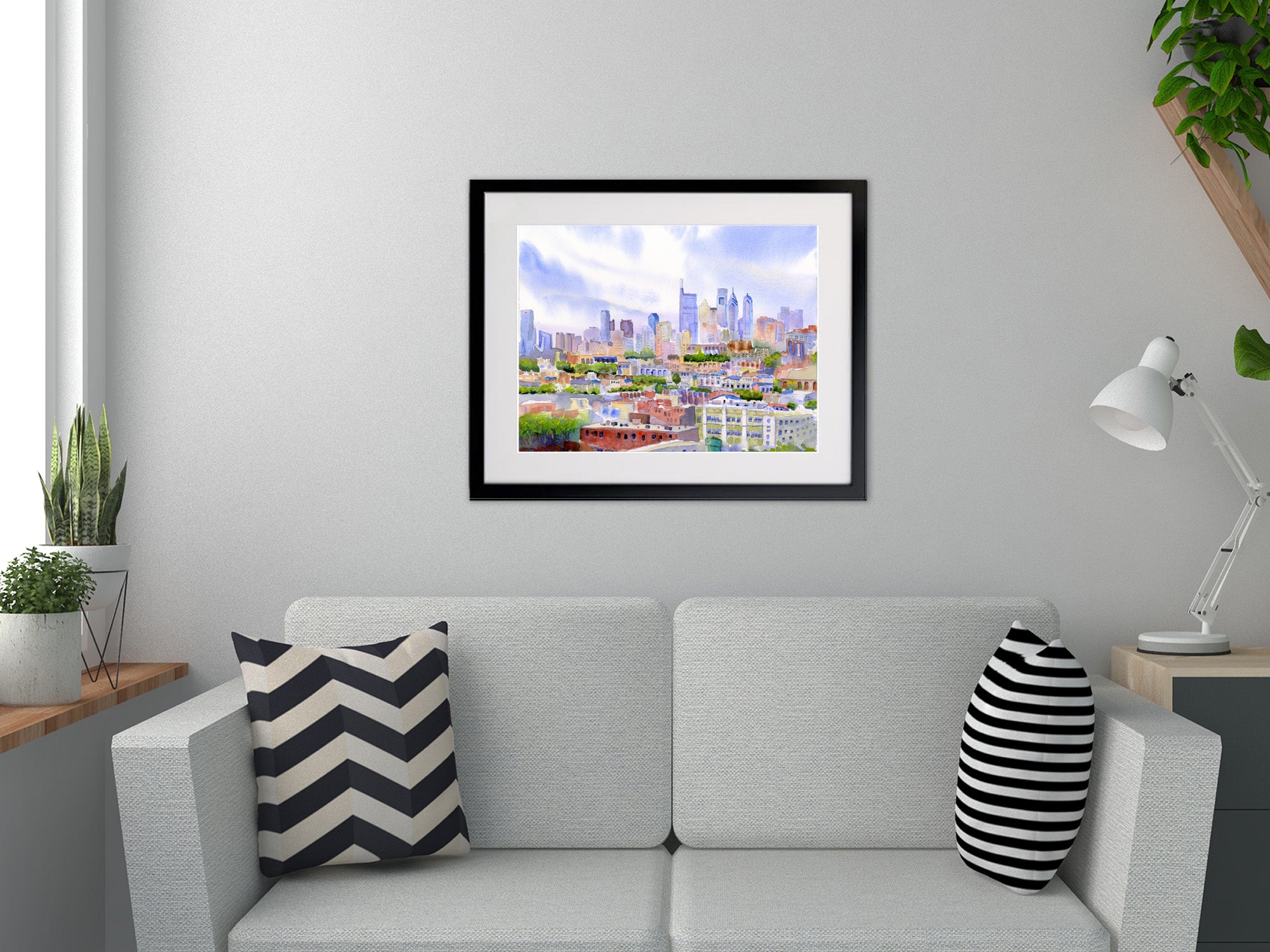Philadelphia Skyline - From The Bok View - Philly Wall Art Watercolor Print