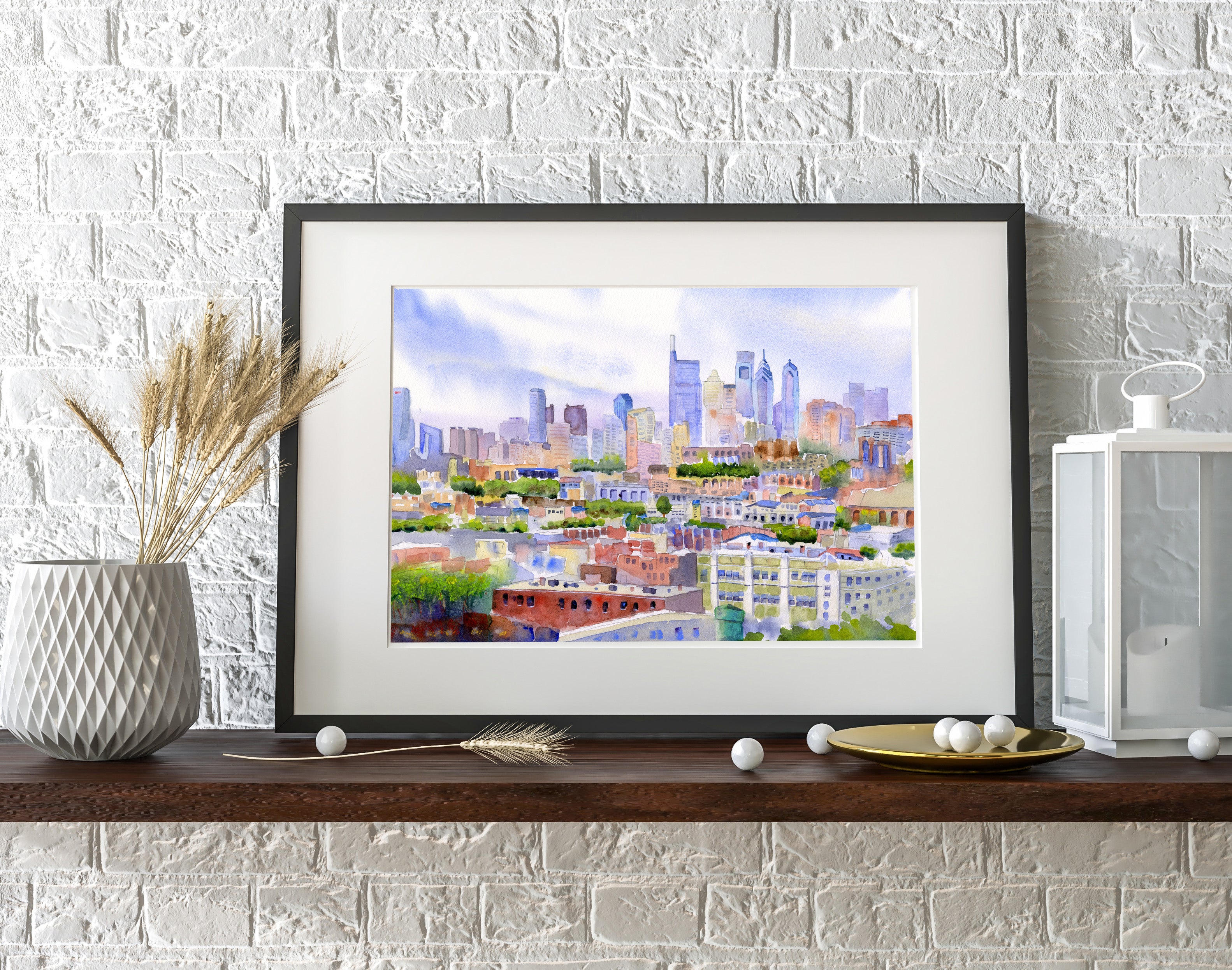 Philadelphia Skyline - From The Bok View - Philly Wall Art Watercolor Print