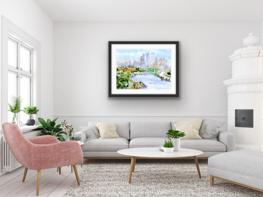 Philadelphia Skyline - Philly Wall Art Watercolor Print
