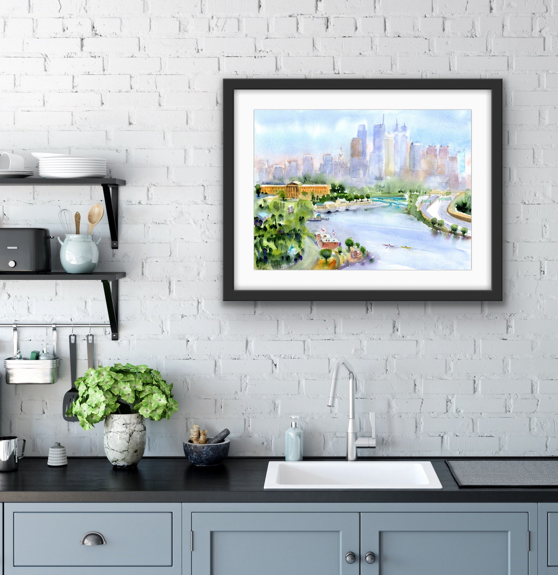Philadelphia Skyline - Philly Wall Art Watercolor Print