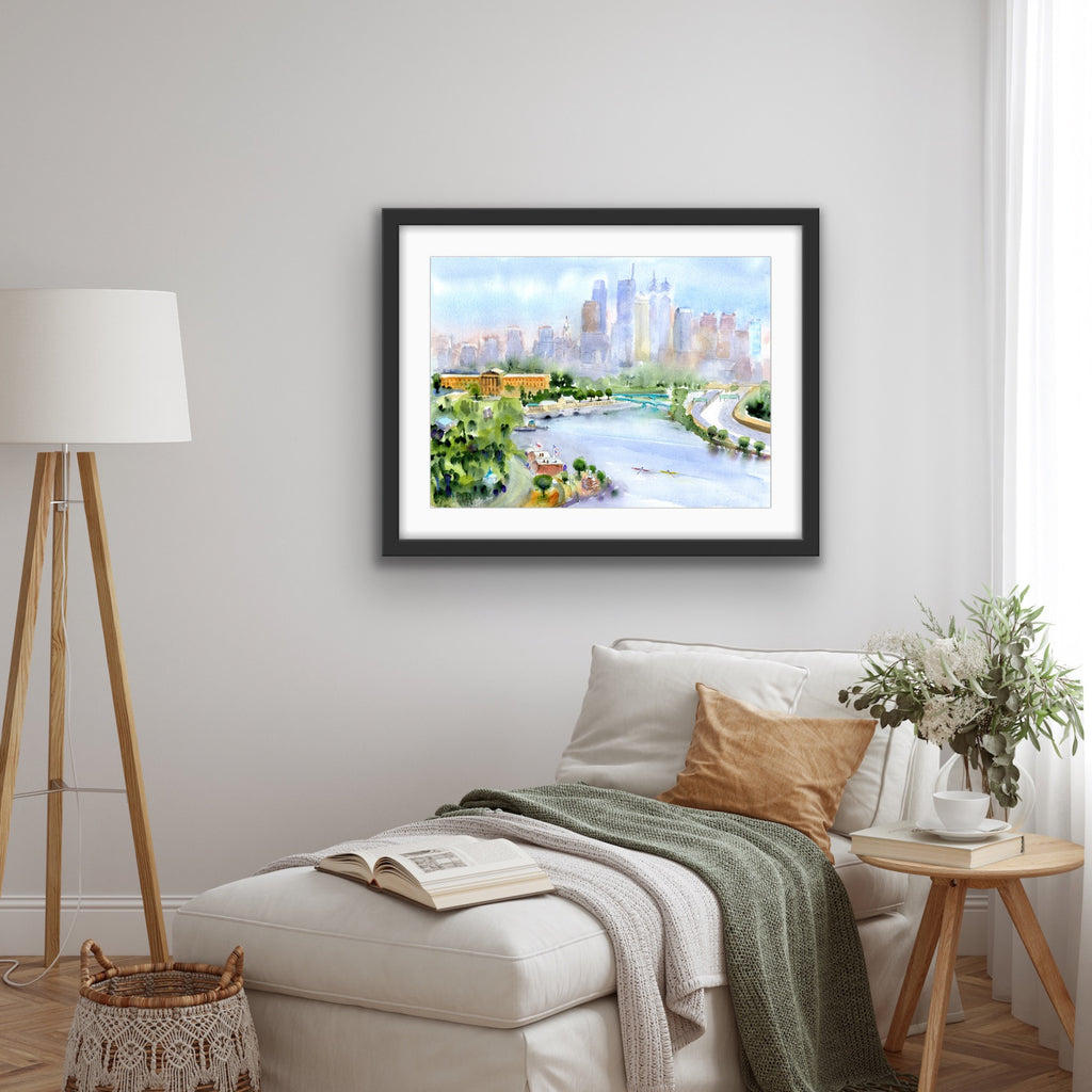 Philadelphia Skyline - Philly Wall Art Watercolor Print