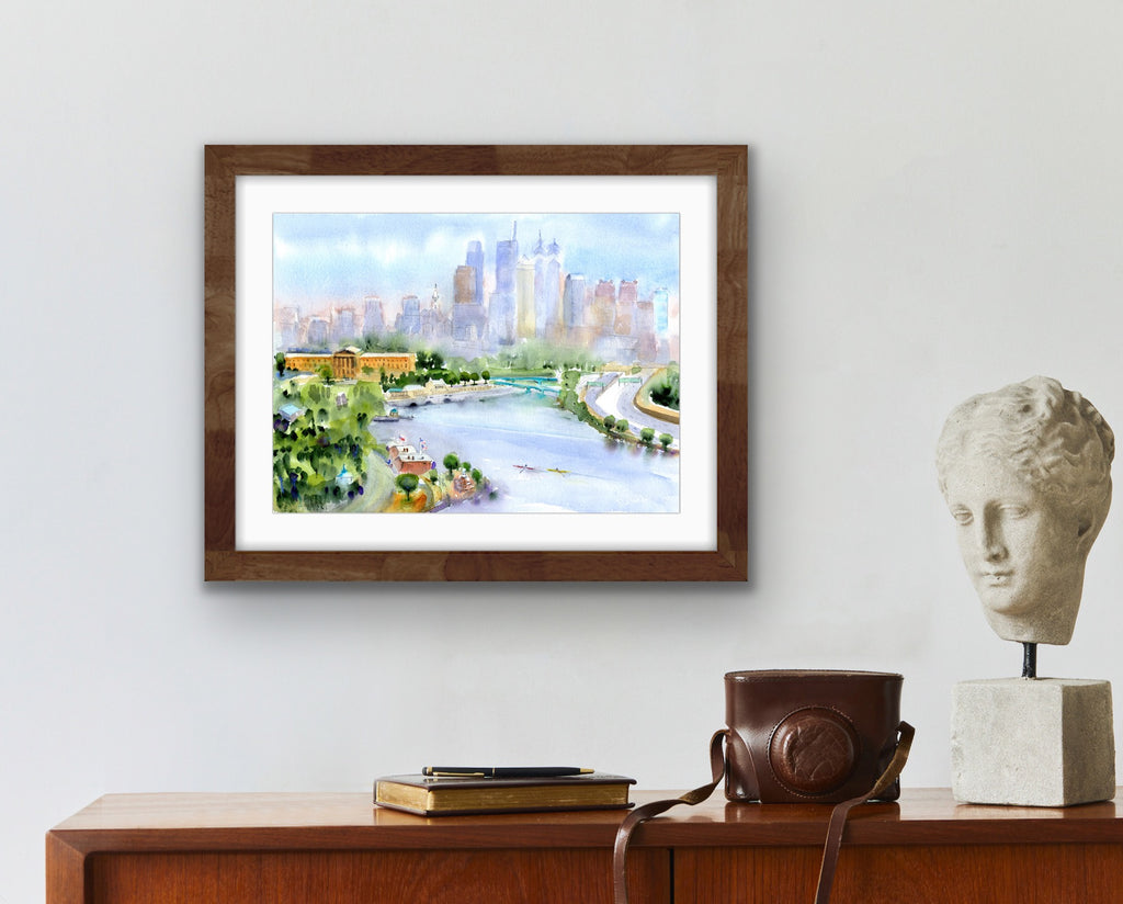 Philadelphia Skyline - Philly Wall Art Watercolor Print