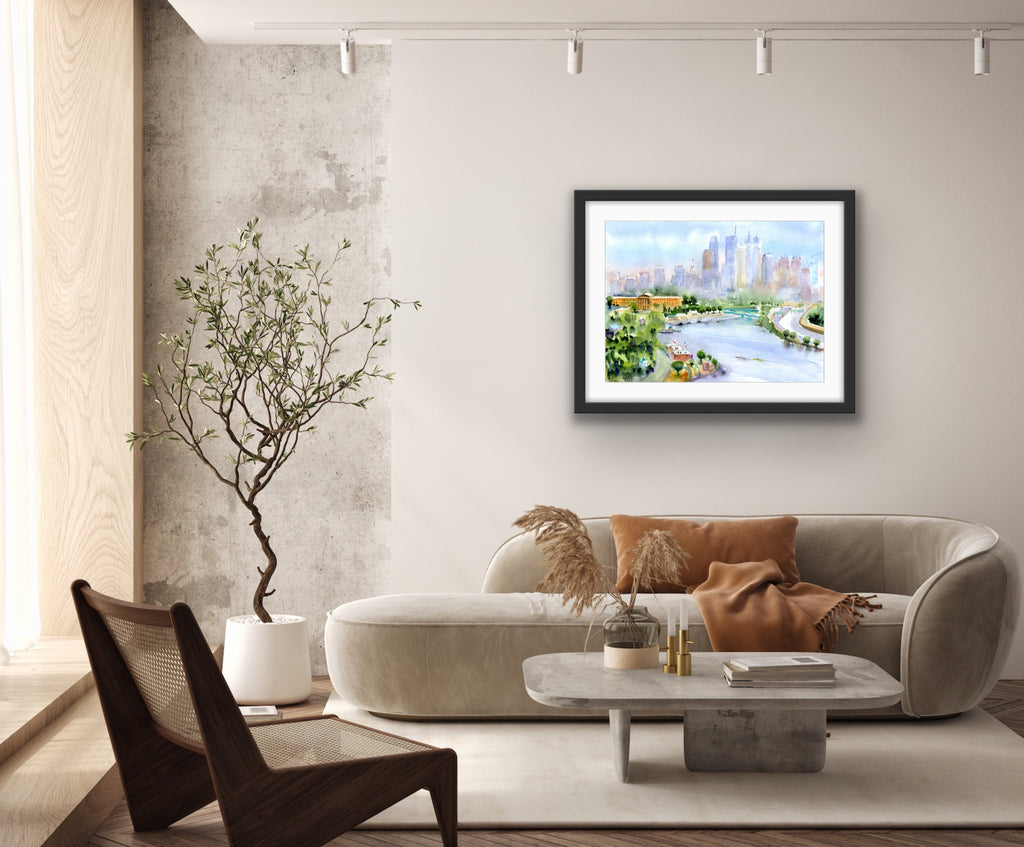 Philadelphia Skyline - Philly Wall Art Watercolor Print