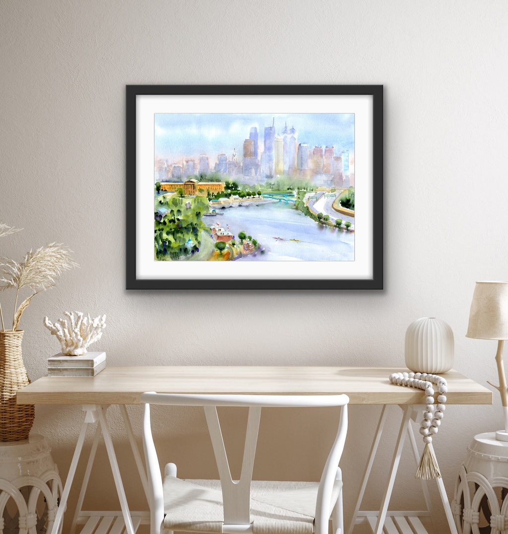 Philadelphia Skyline - Philly Wall Art Watercolor Print