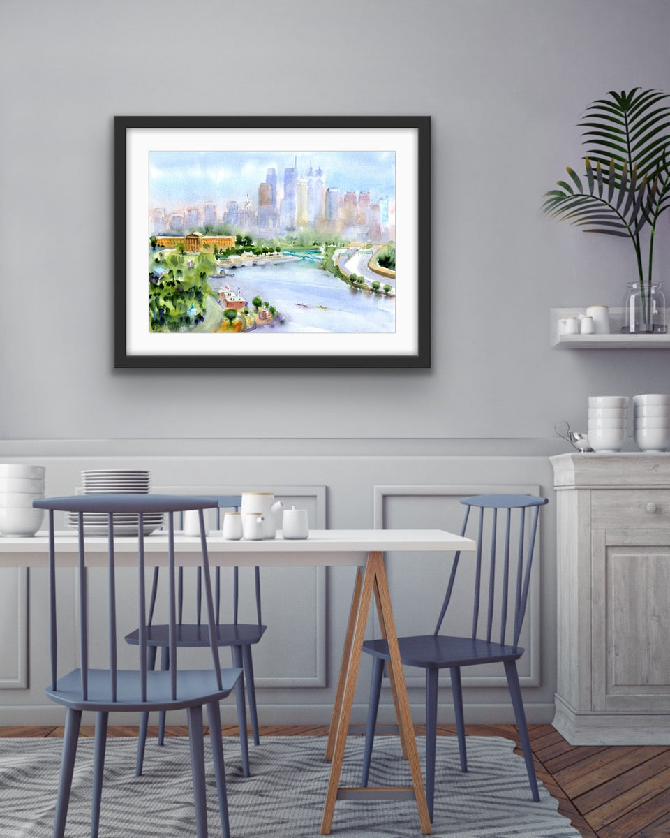 Philadelphia Skyline - Philly Wall Art Watercolor Print