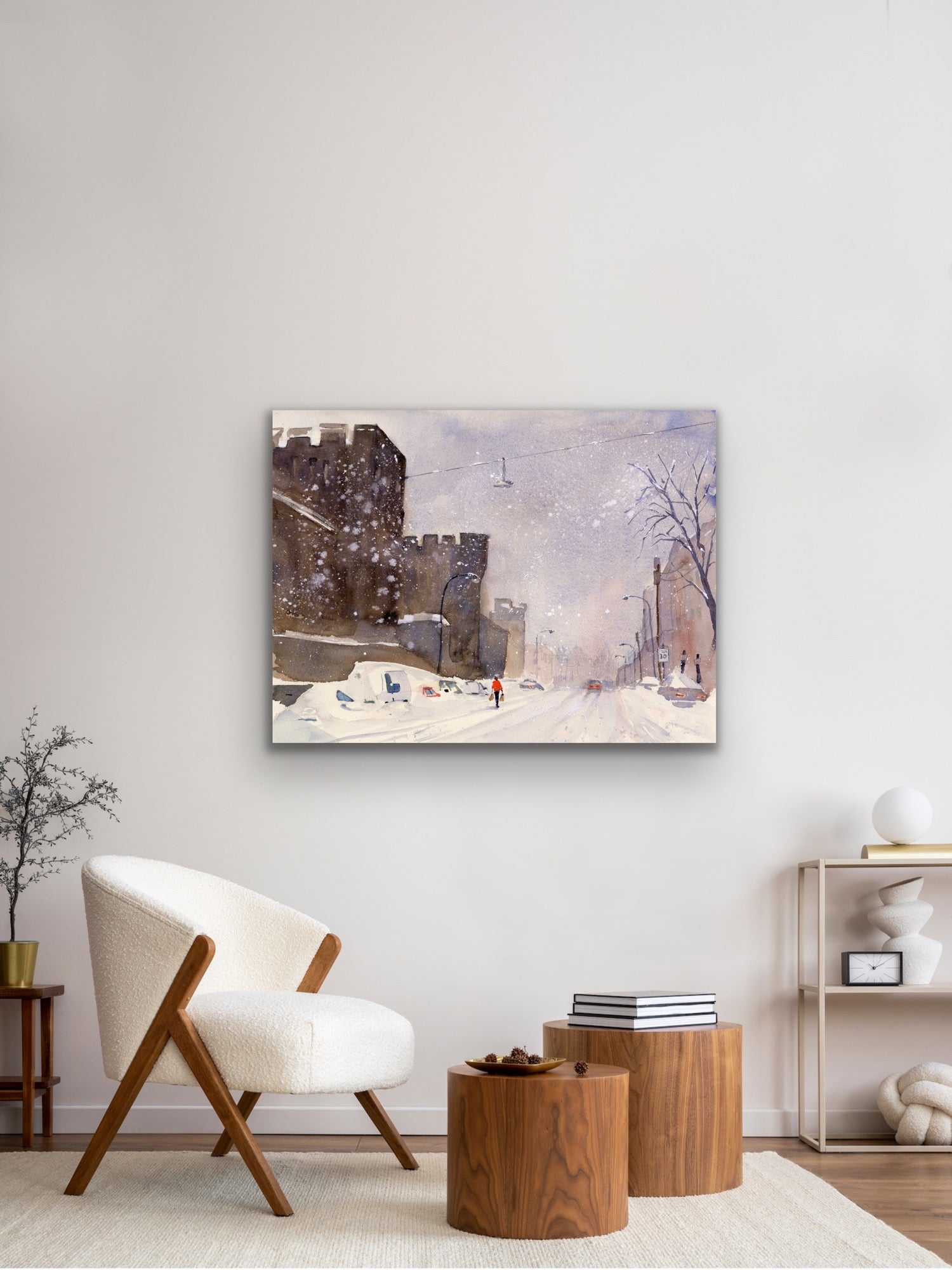 January Snow - Philadelphia Fairmount Avenue Watercolor Print