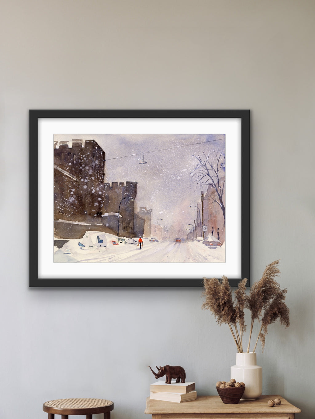 January Snow - Philadelphia Fairmount Avenue Watercolor Print