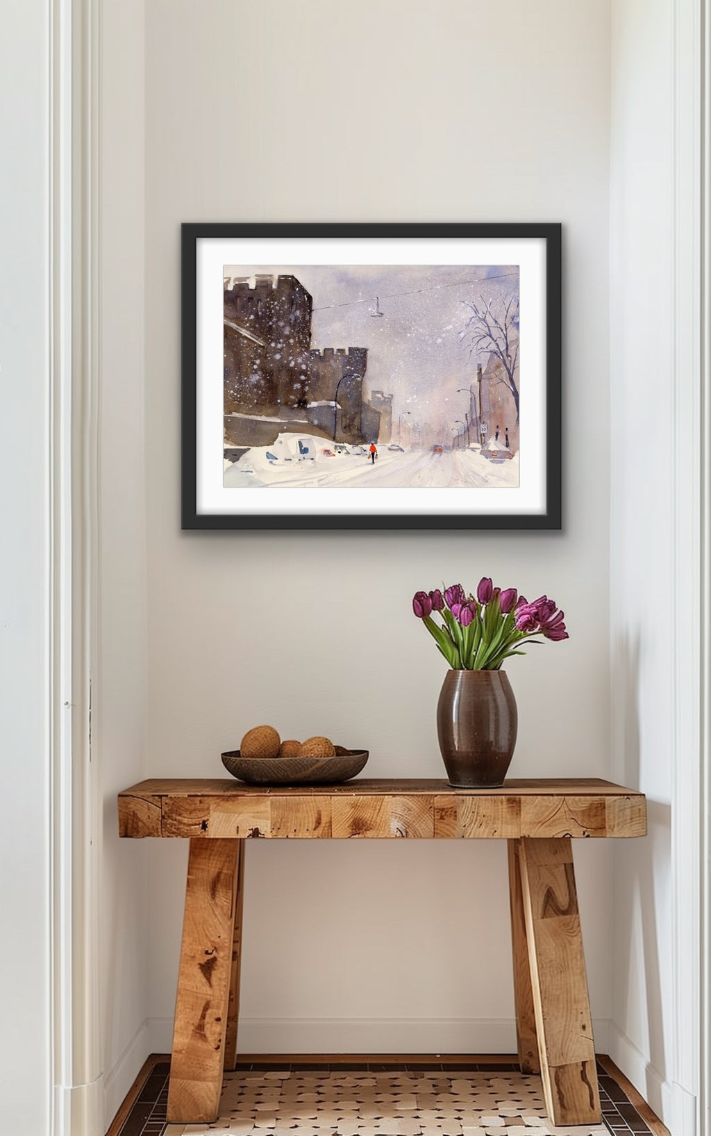 January Snow - Philadelphia Fairmount Avenue Watercolor Print