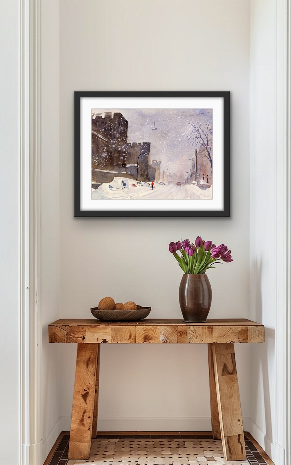 January Snow - Philadelphia Fairmount Avenue Watercolor Print