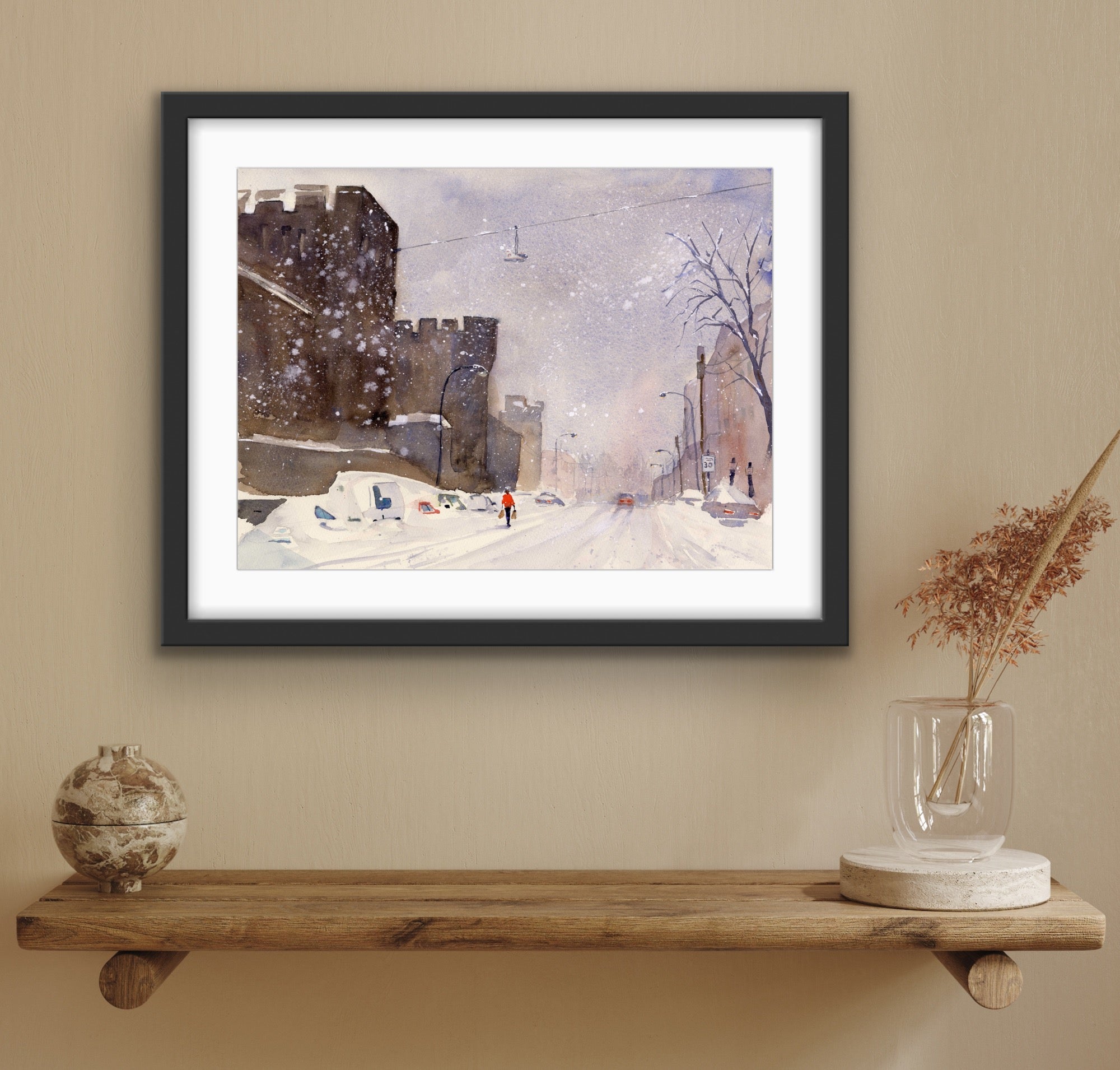 January Snow - Philadelphia Fairmount Avenue Watercolor Print