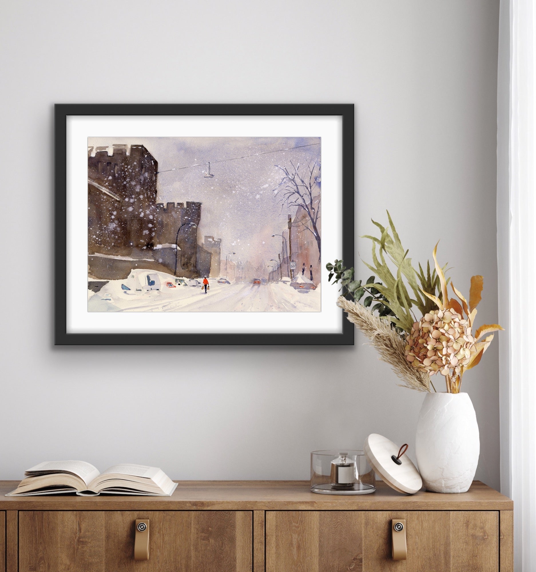 January Snow - Philadelphia Fairmount Avenue Watercolor Print