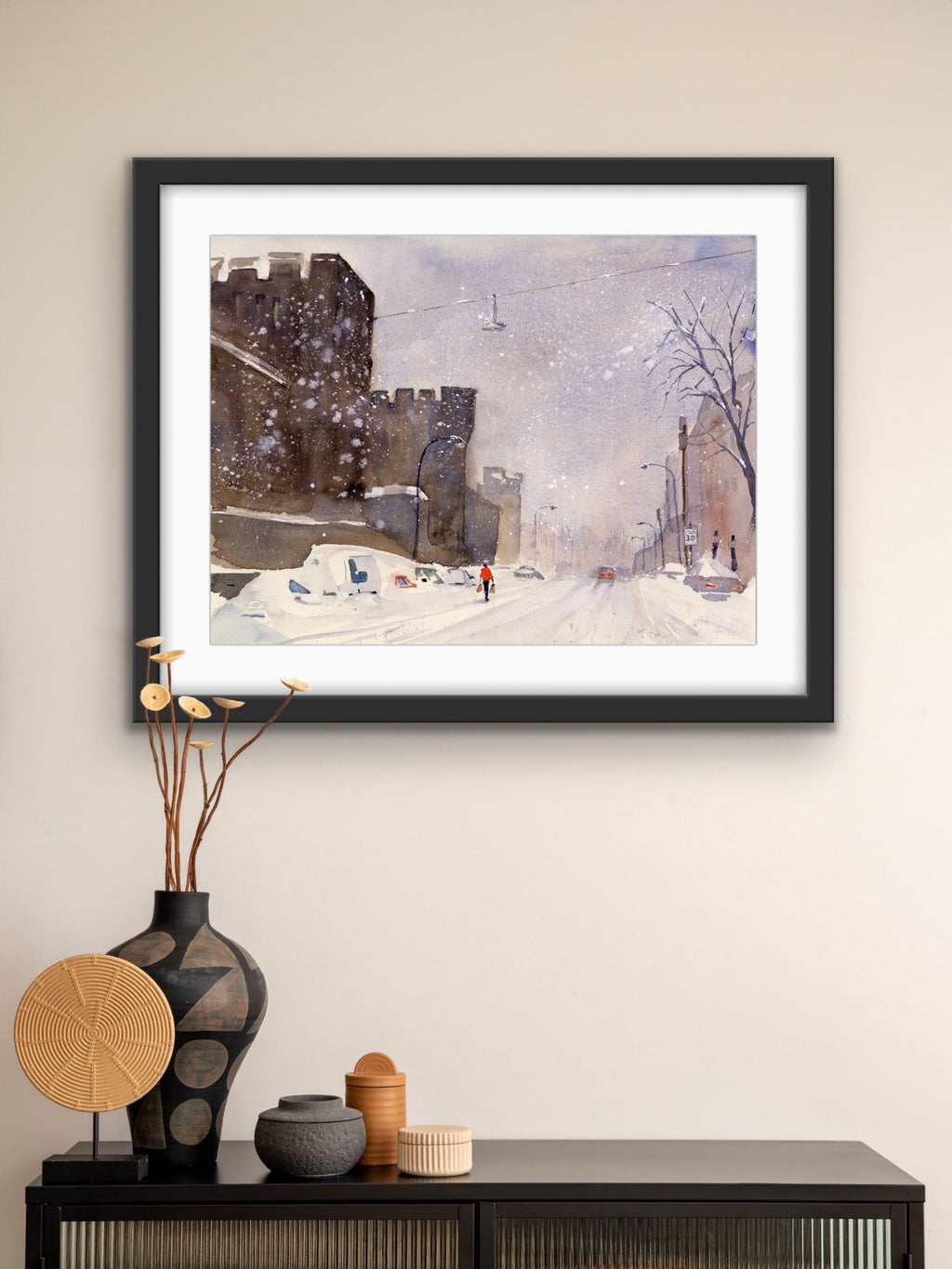 January Snow - Philadelphia Fairmount Avenue Watercolor Print