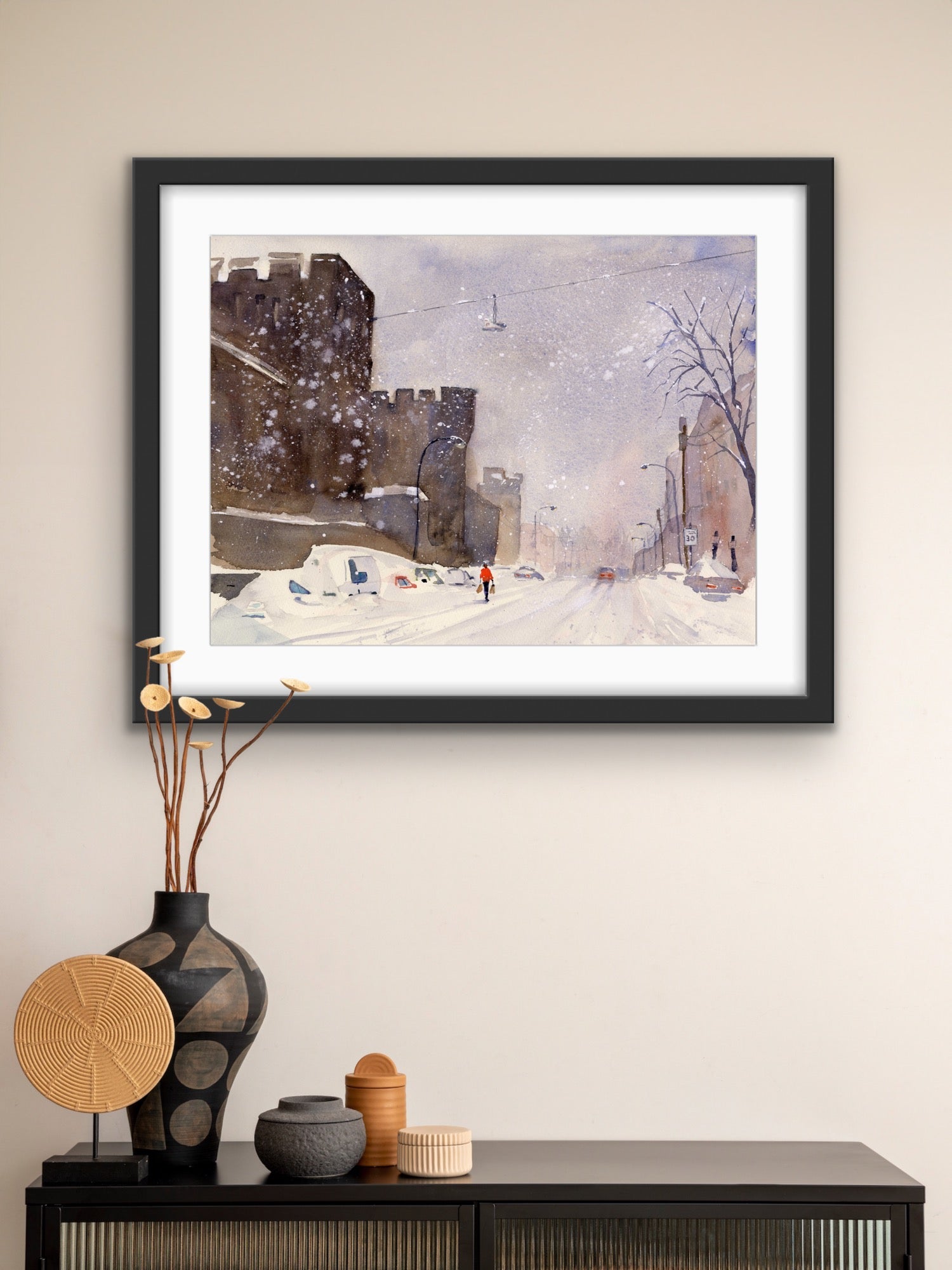 January Snow - Philadelphia Fairmount Avenue Watercolor Print
