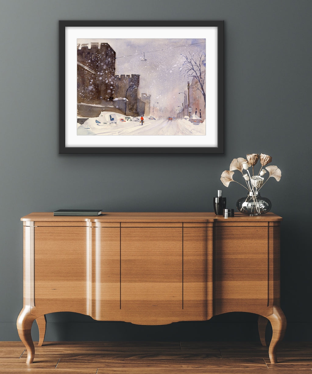 January Snow - Philadelphia Fairmount Avenue Watercolor Print