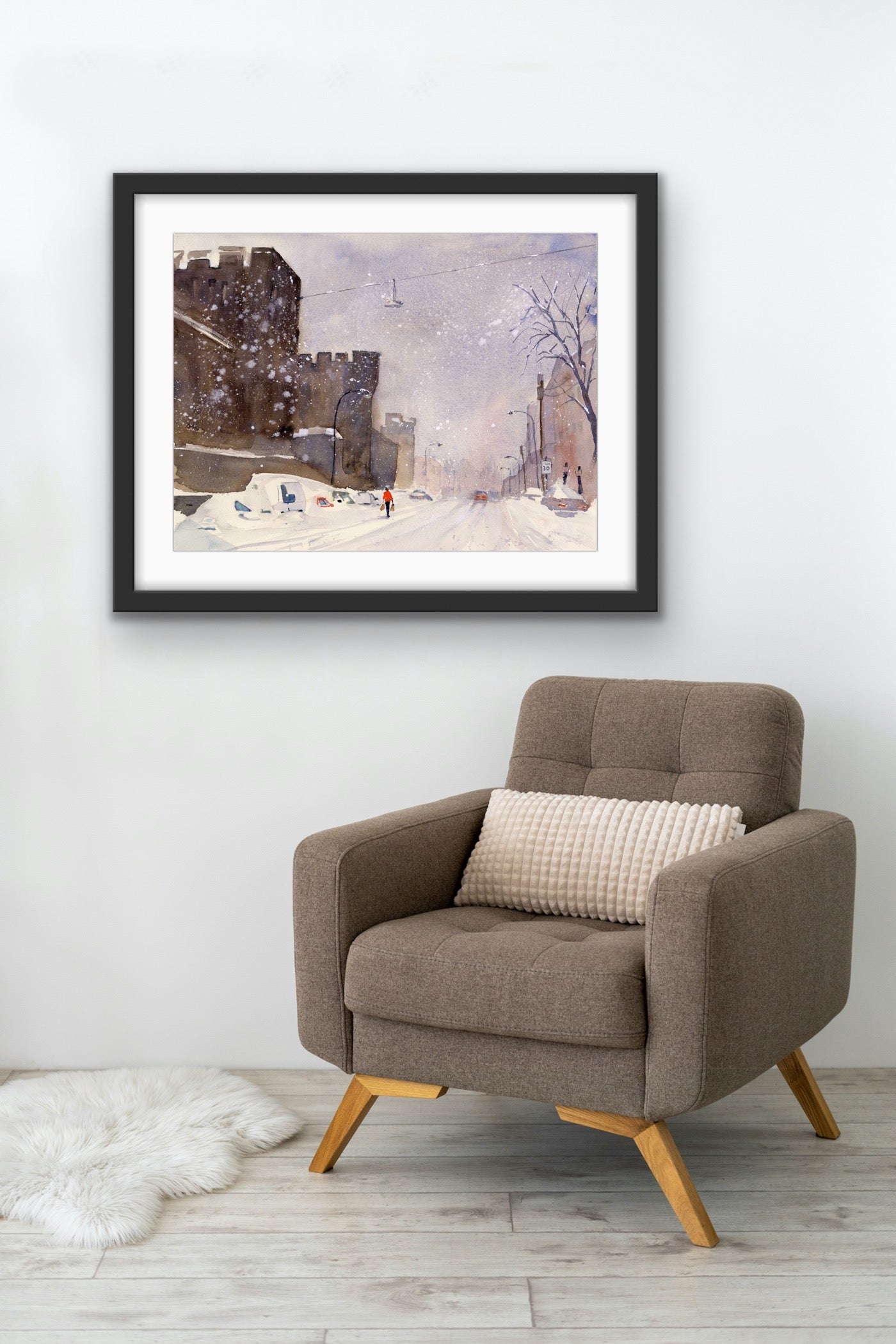 January Snow - Philadelphia Fairmount Avenue Watercolor Print