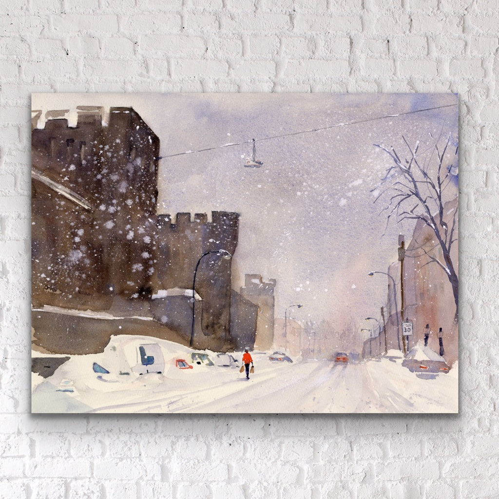 January Snow - Philadelphia Fairmount Avenue Watercolor Print