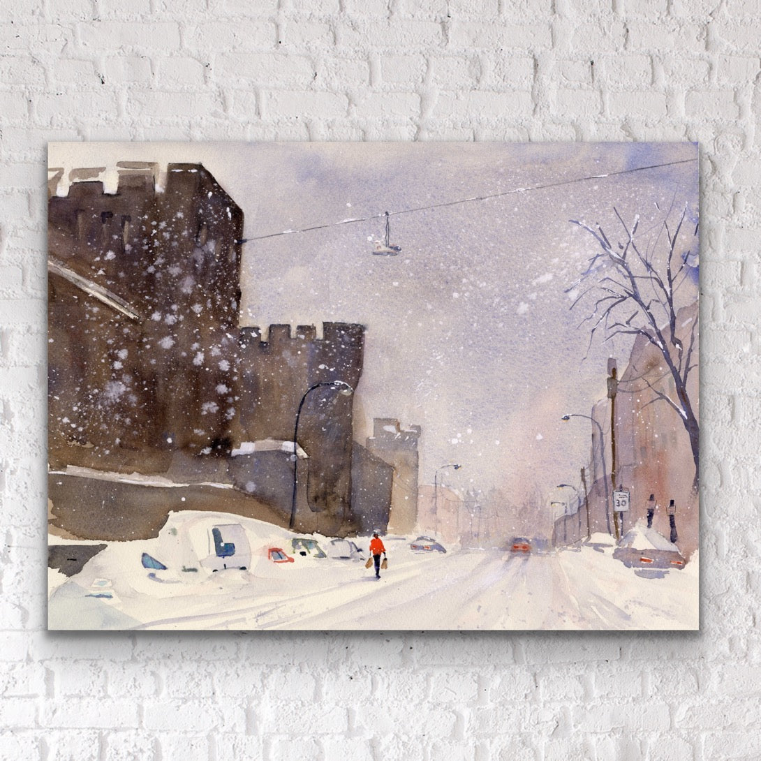 January Snow - Philadelphia Fairmount Avenue Watercolor Print
