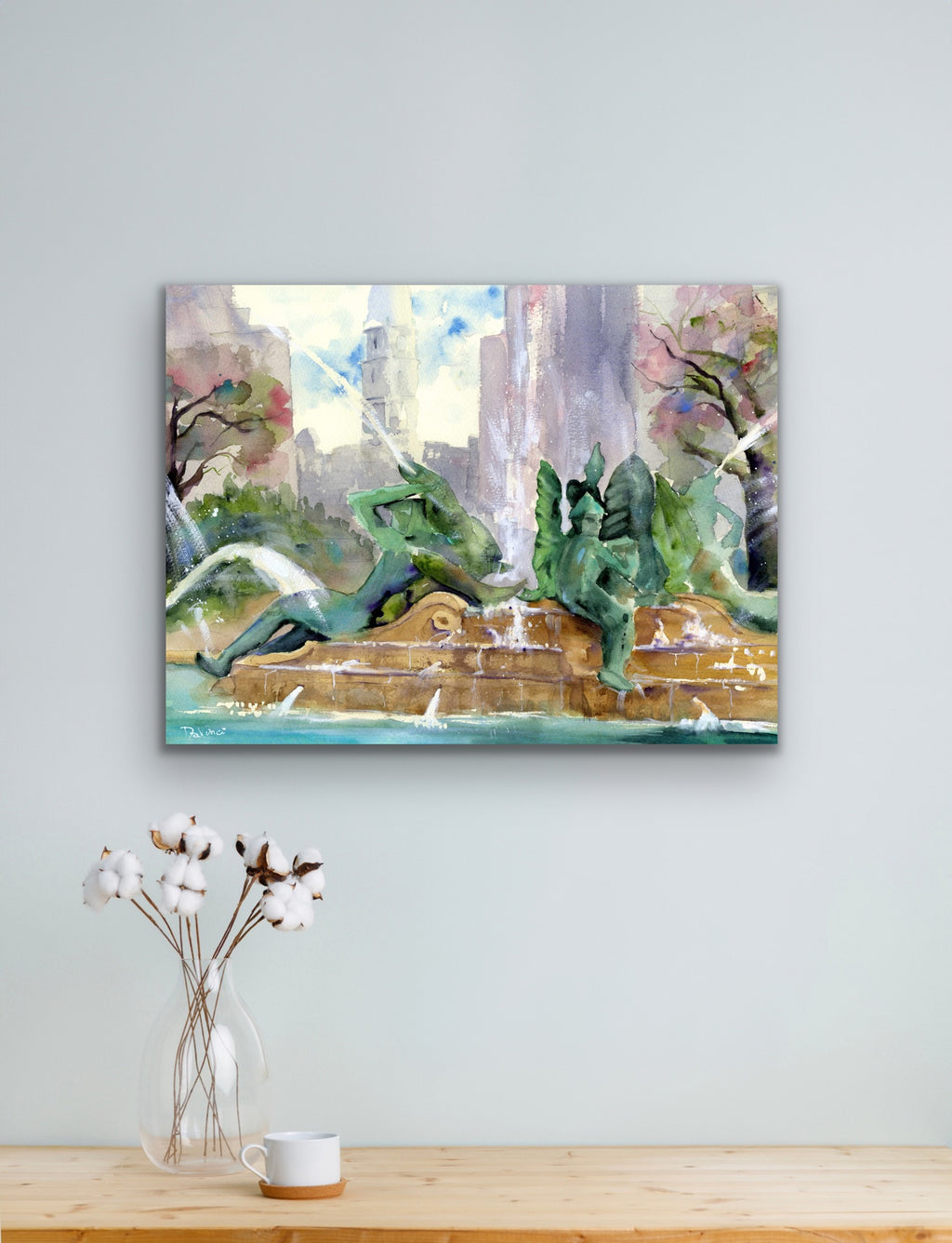 Philadelphia Swann Fountain Watercolor Print