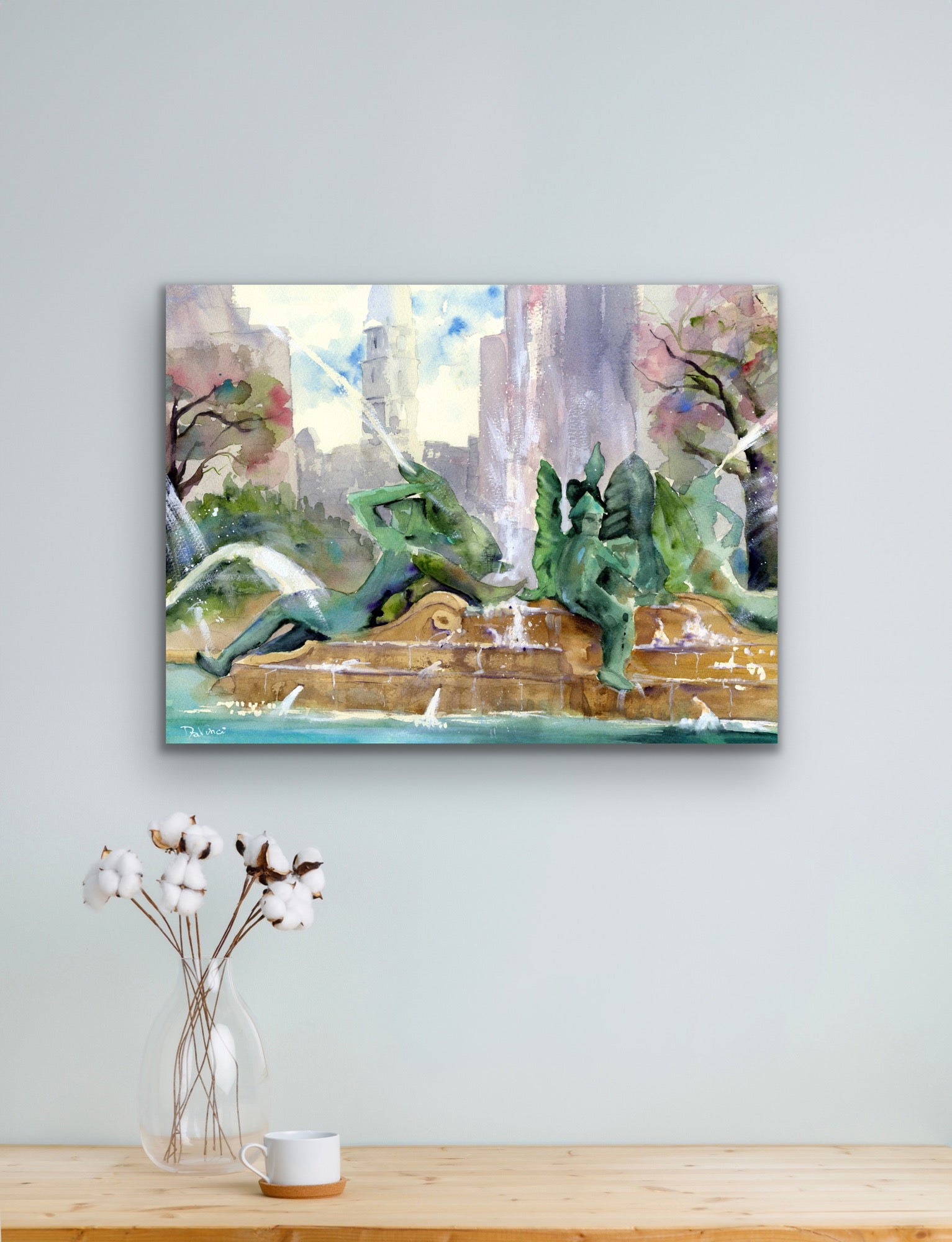 Philadelphia Swann Fountain Watercolor Print