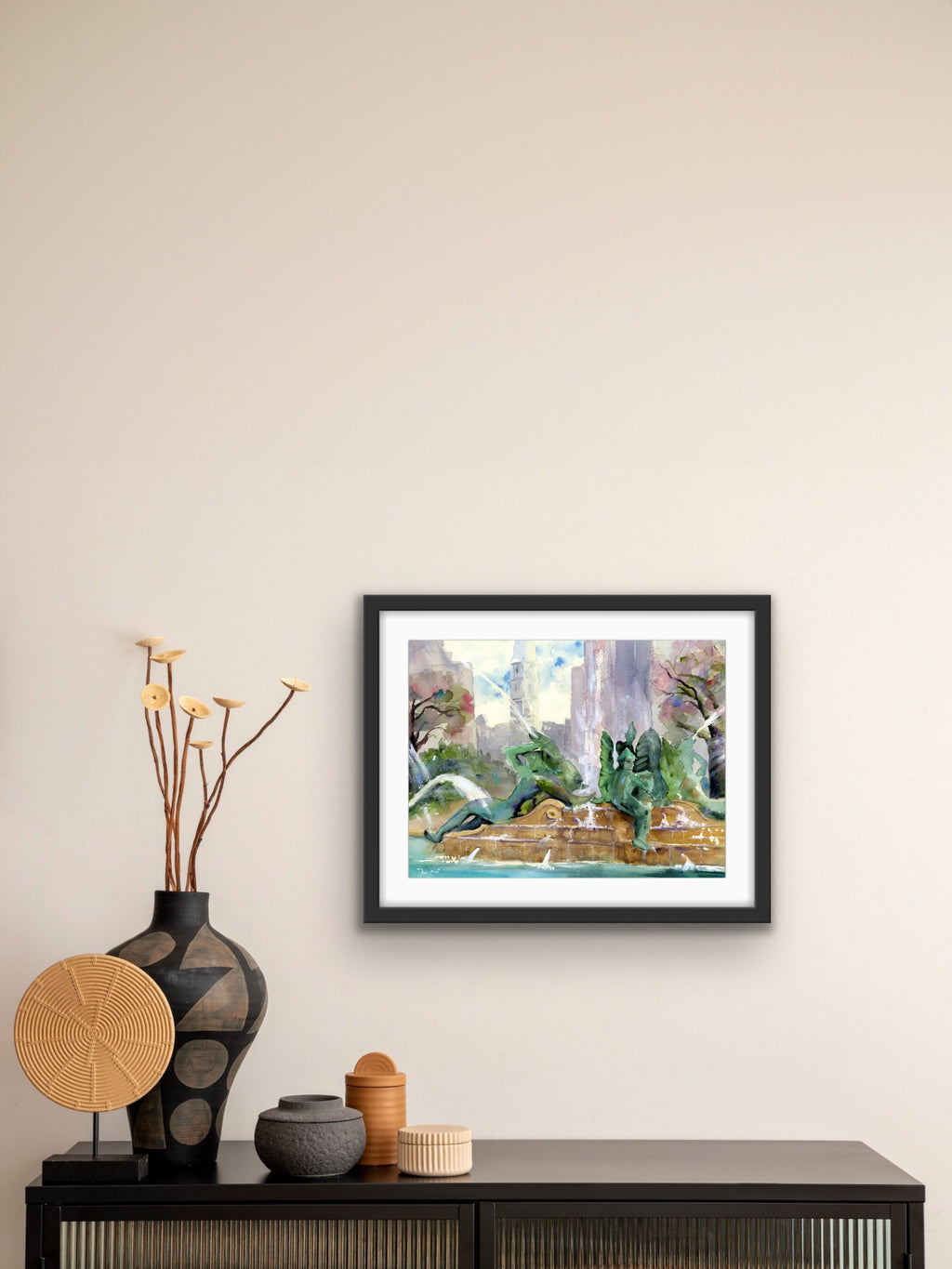 Philadelphia Swann Fountain Watercolor Print
