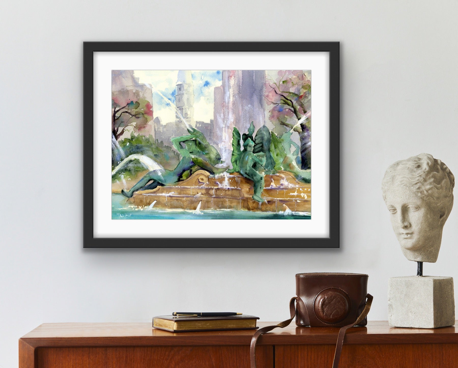 Philadelphia Swann Fountain Watercolor Print