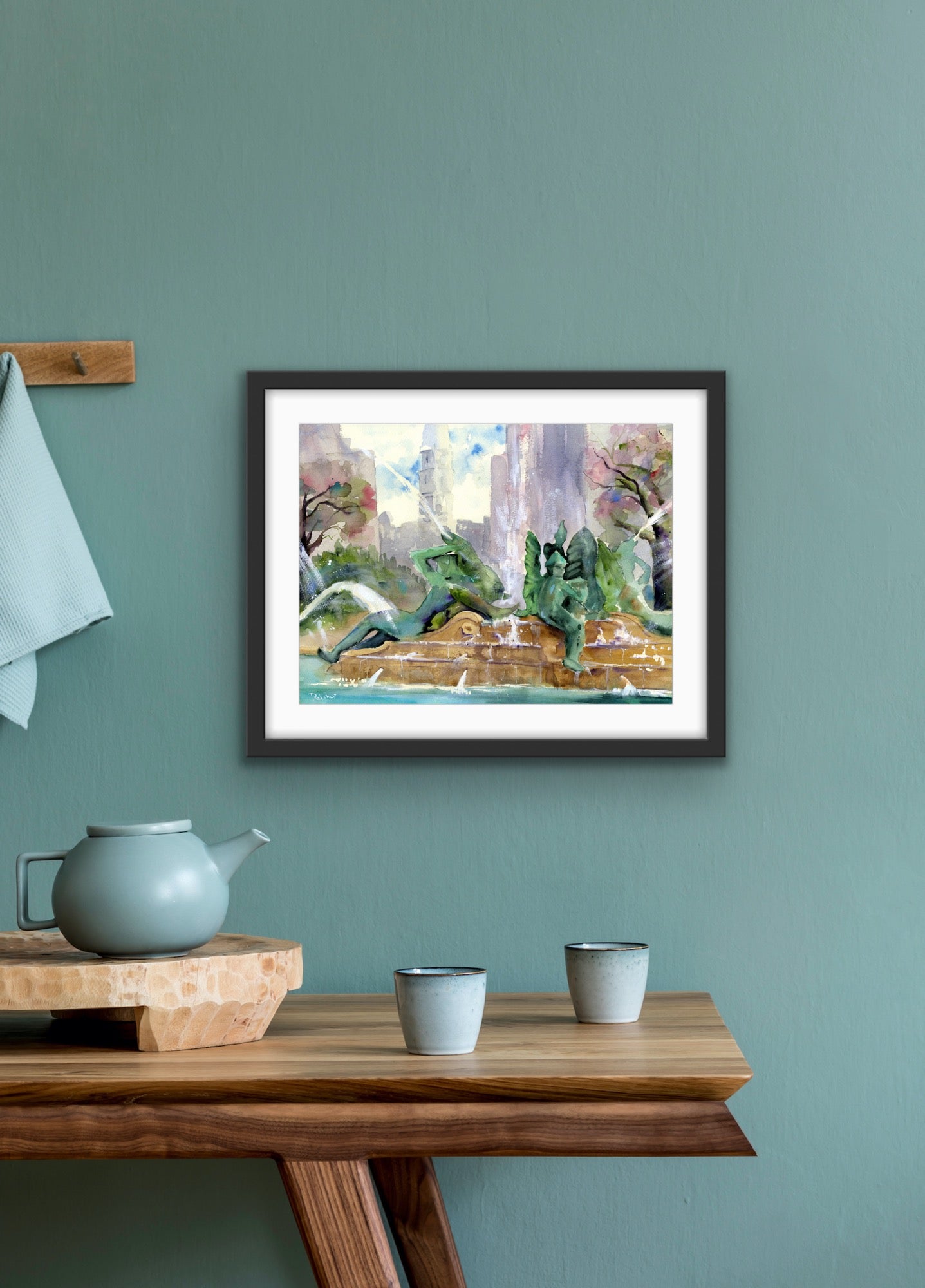 Philadelphia Swann Fountain Watercolor Print
