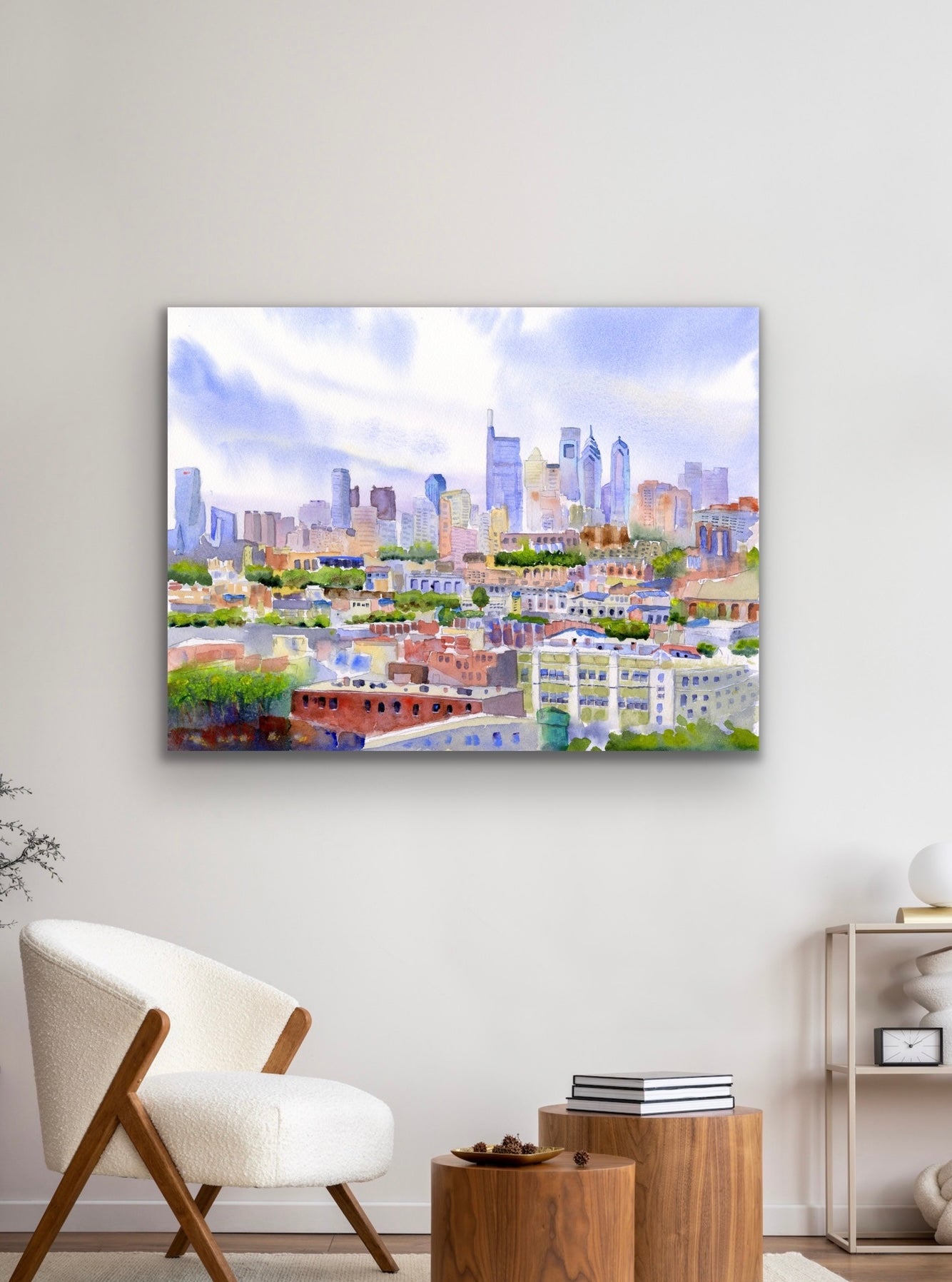 Philadelphia Skyline - From The Bok View - Philly Wall Art Watercolor Print