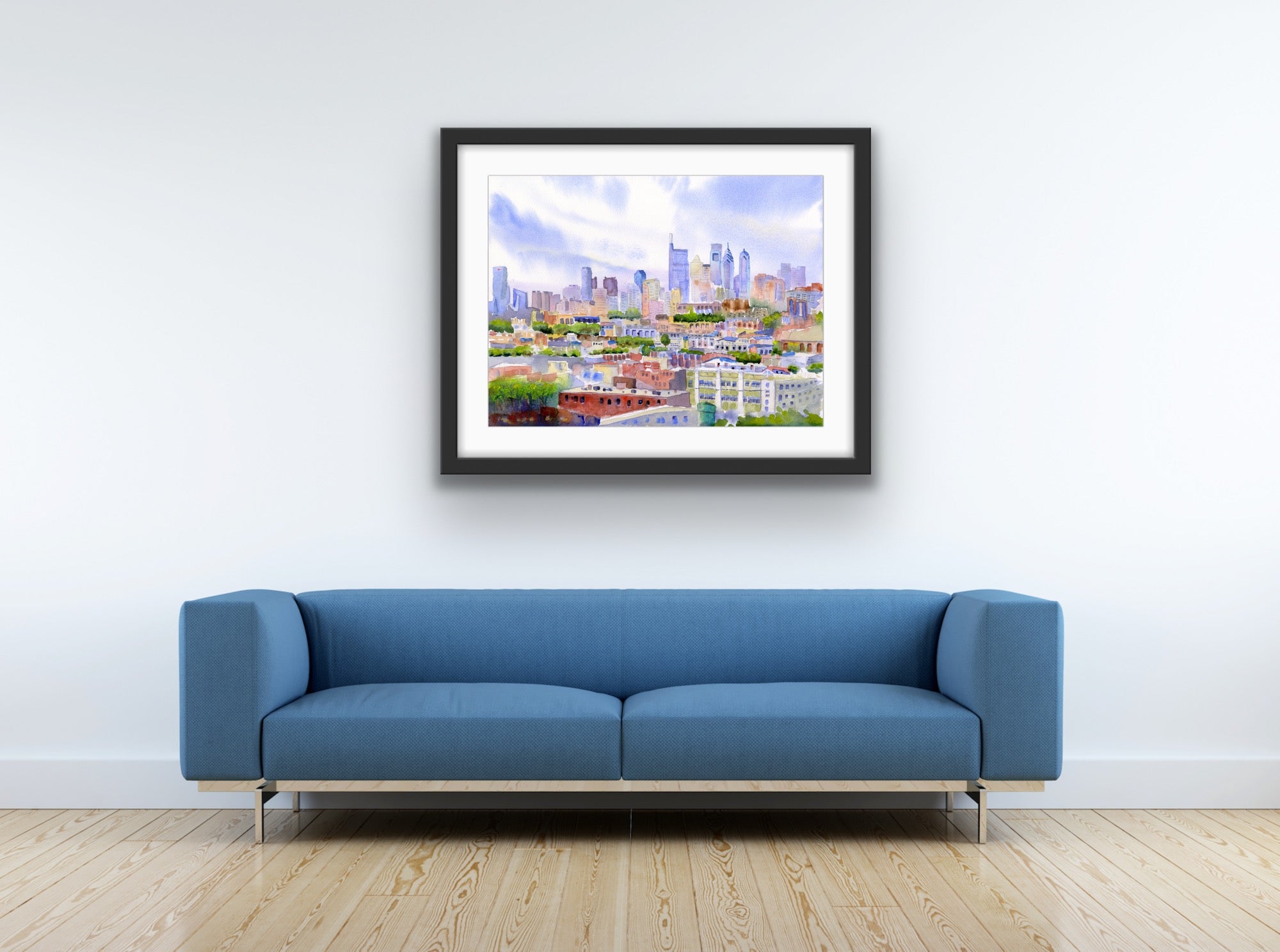 Philadelphia Skyline - From The Bok View - Philly Wall Art Watercolor Print