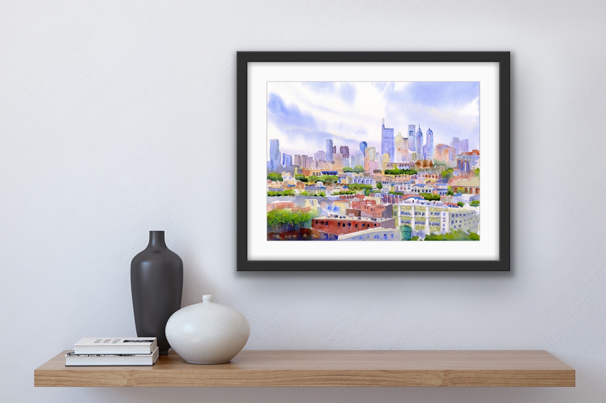 Philadelphia Skyline - From The Bok View - Philly Wall Art Watercolor Print