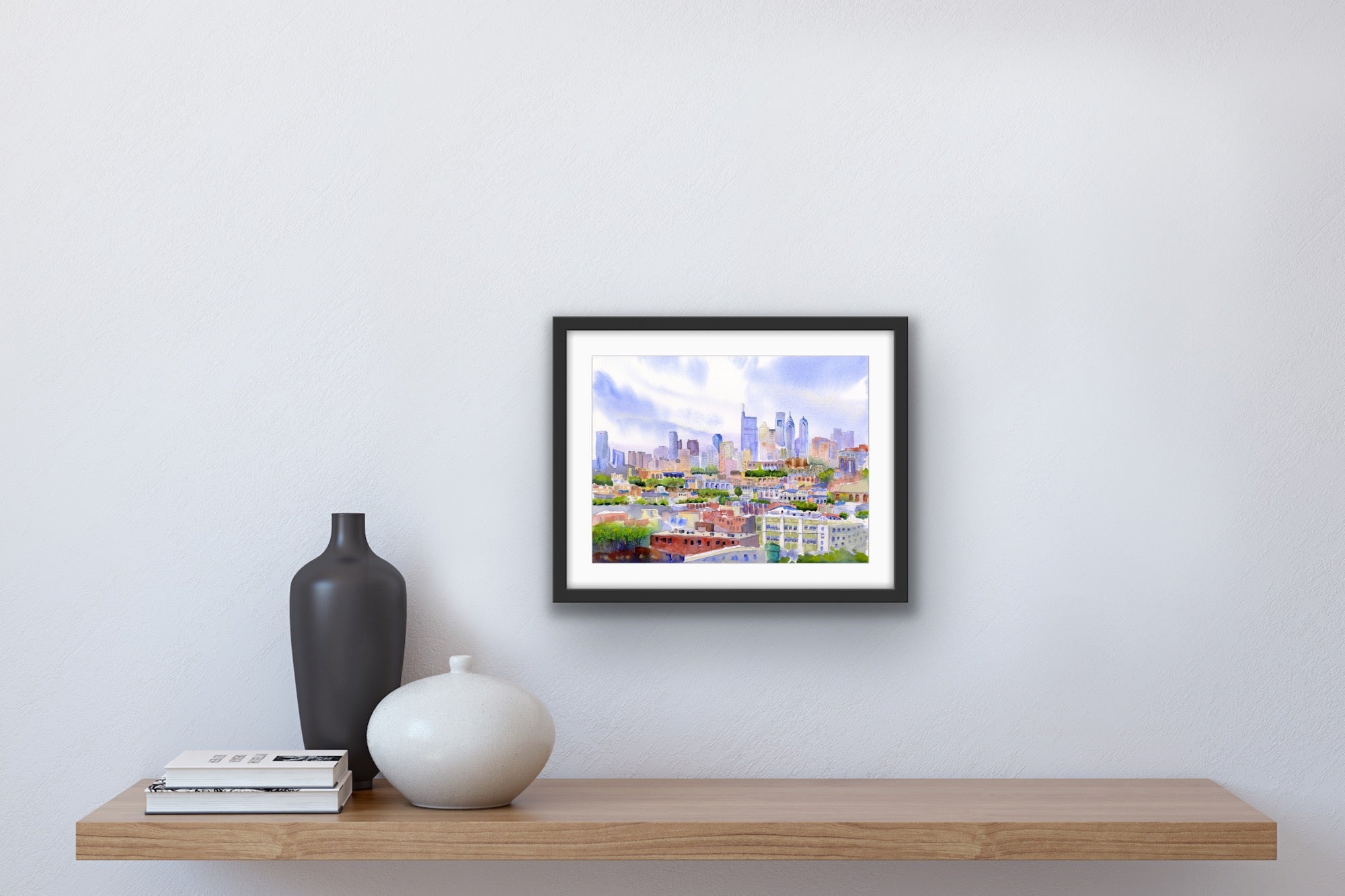 Philadelphia Skyline - From The Bok View - Philly Wall Art Watercolor Print