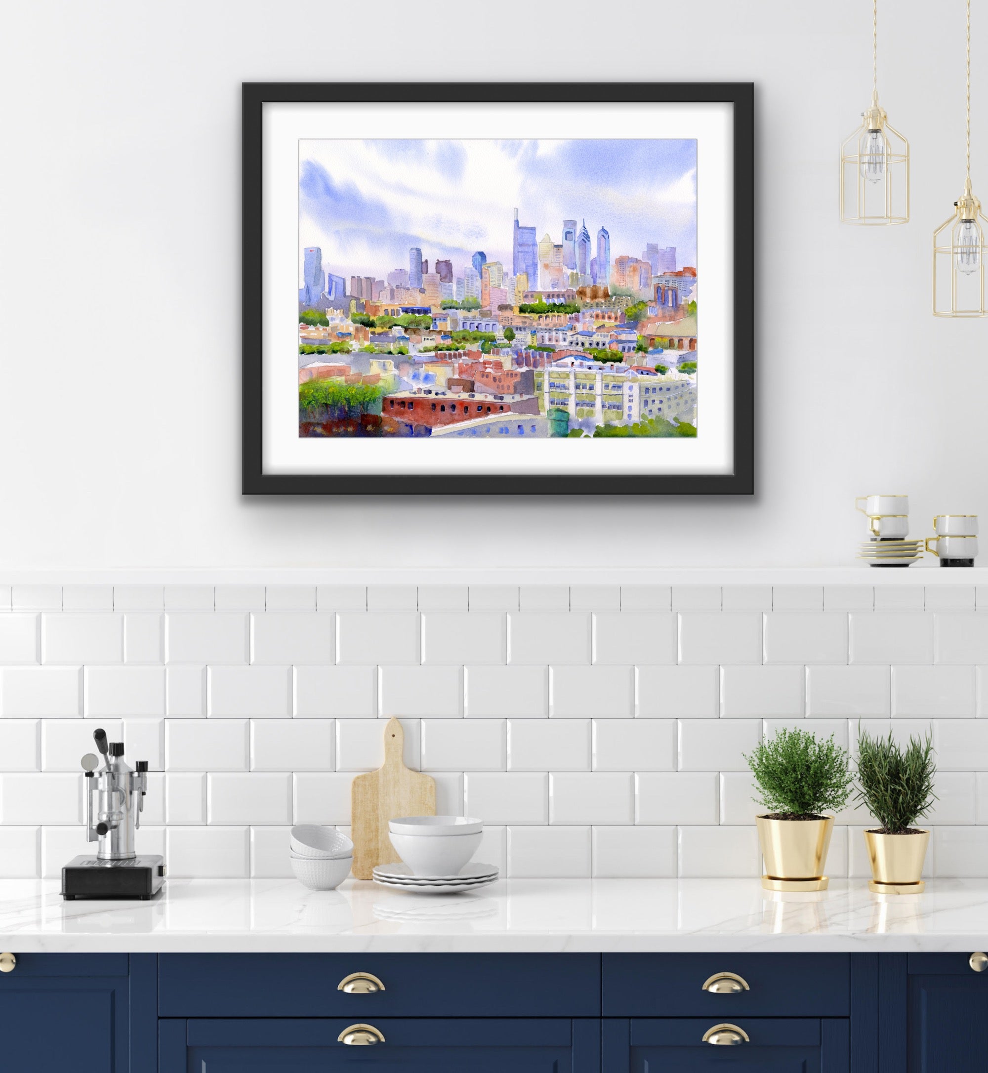Philadelphia Skyline - From The Bok View - Philly Wall Art Watercolor Print