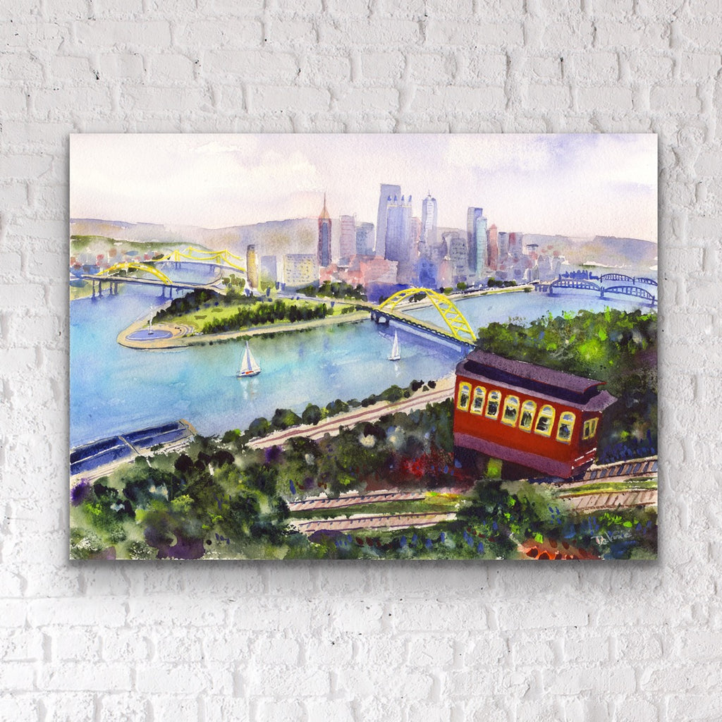 PITTSBURGH WATERCOLOR PRINT - "INCLINE TO PITTSBURGH"