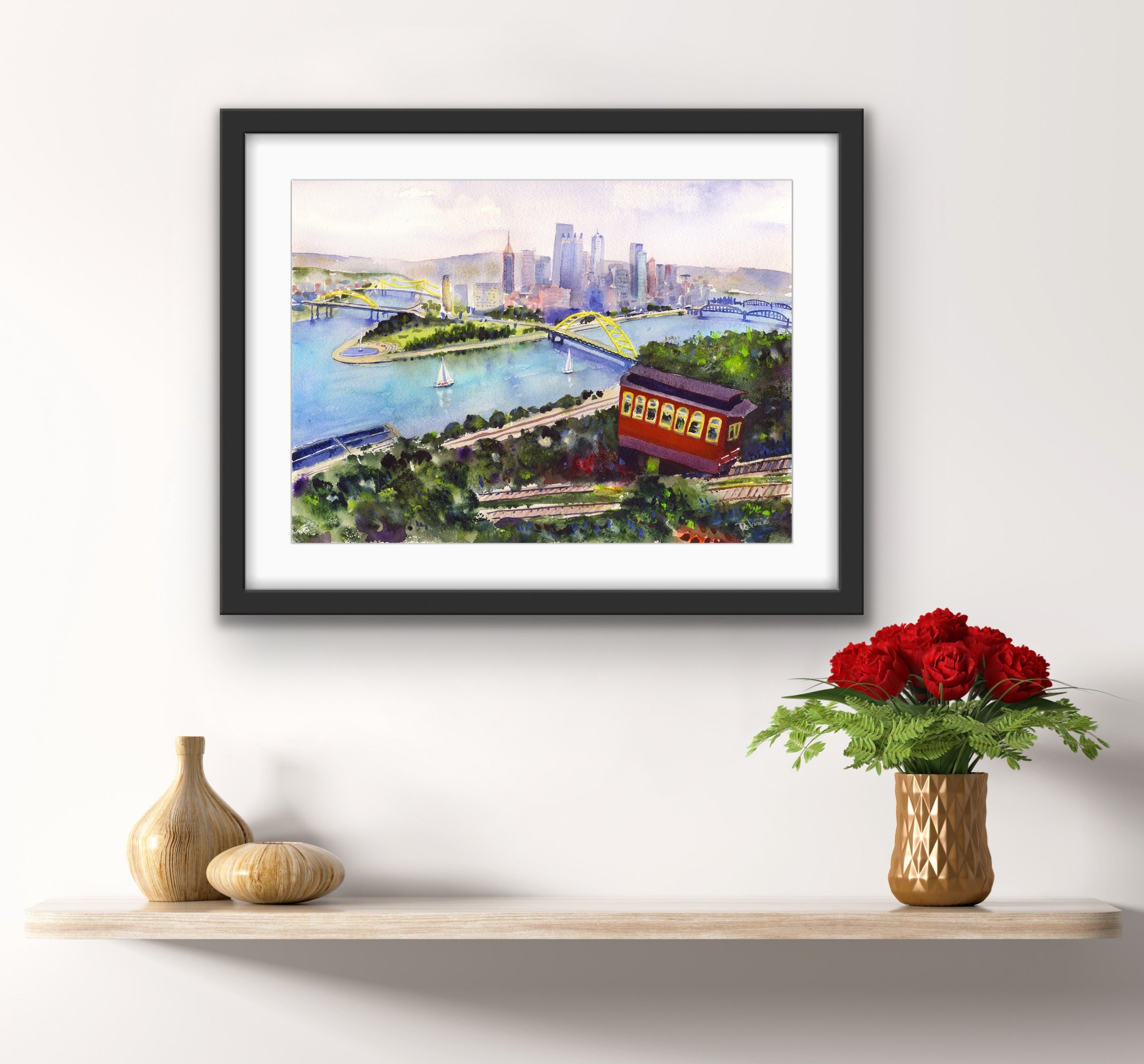 PITTSBURGH WATERCOLOR PRINT - "INCLINE TO PITTSBURGH"