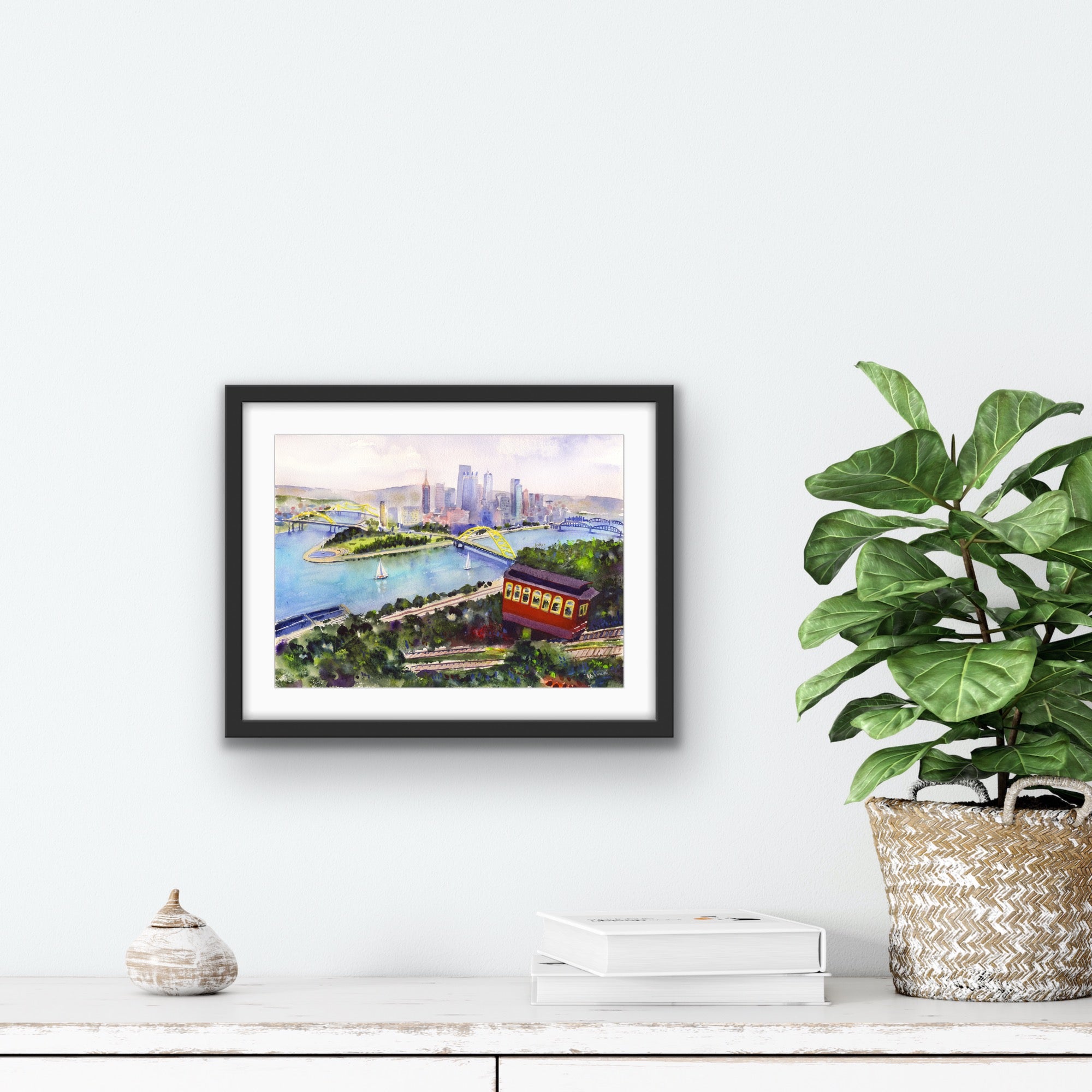 PITTSBURGH WATERCOLOR PRINT - "INCLINE TO PITTSBURGH"