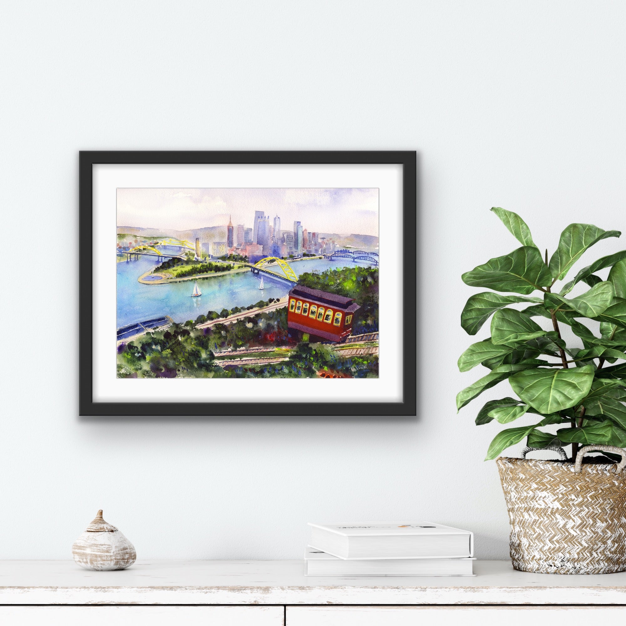 PITTSBURGH WATERCOLOR PRINT - "INCLINE TO PITTSBURGH"