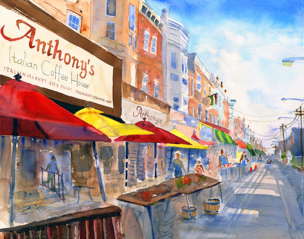 Philadelphia Italian Market - Philly Wall Art Watercolor Print