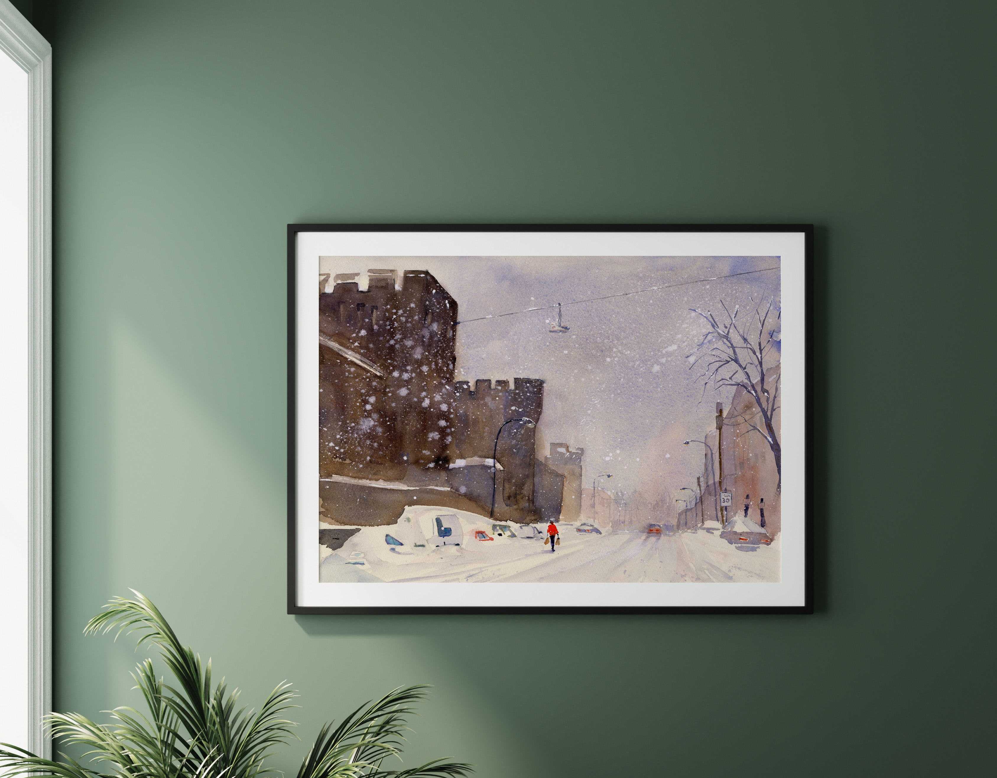 January Snow - Philadelphia Fairmount Avenue Watercolor Print