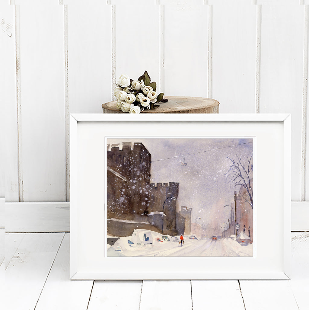 January Snow - Philadelphia Fairmount Avenue Watercolor Print