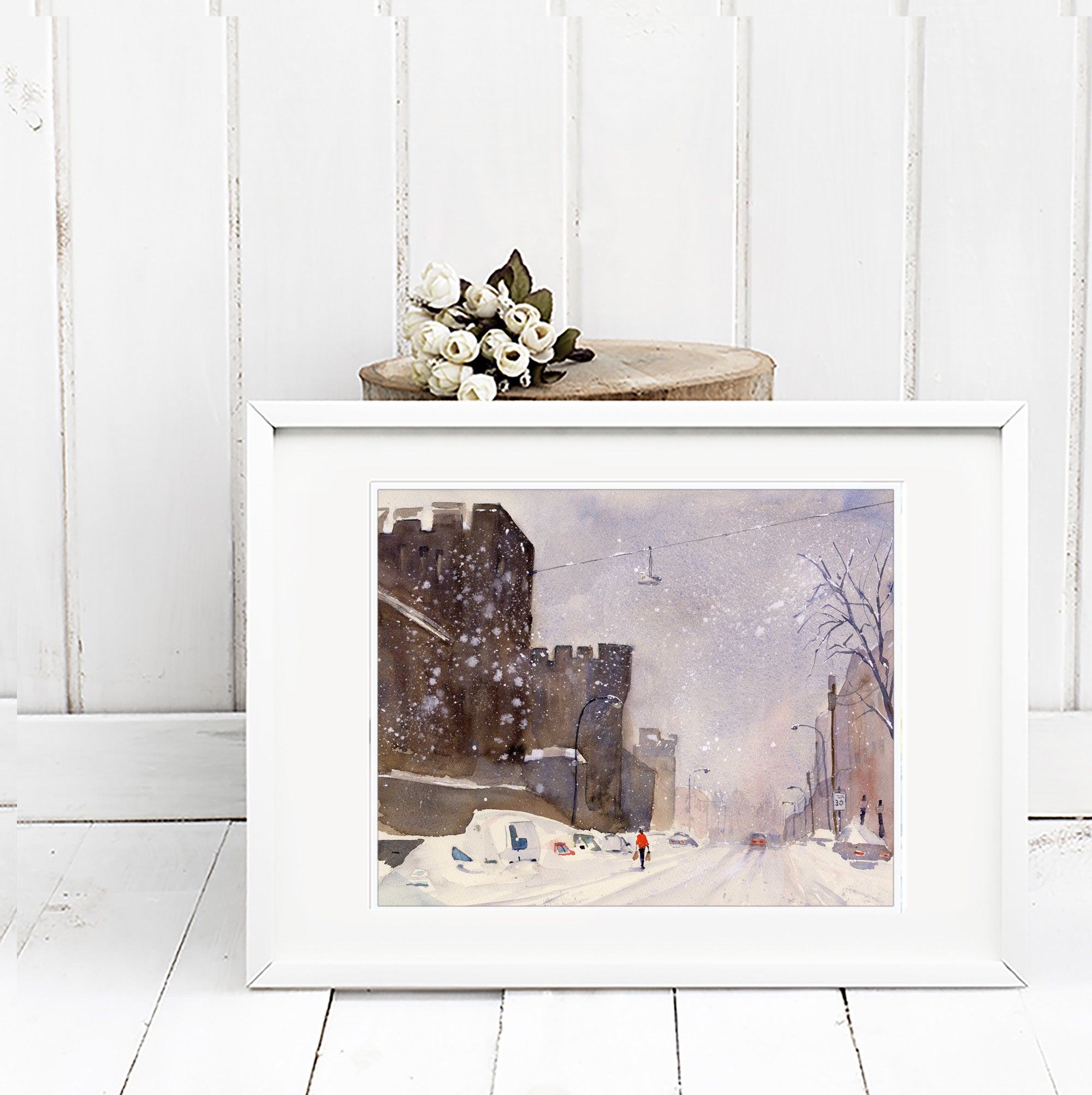January Snow - Philadelphia Fairmount Avenue Watercolor Print