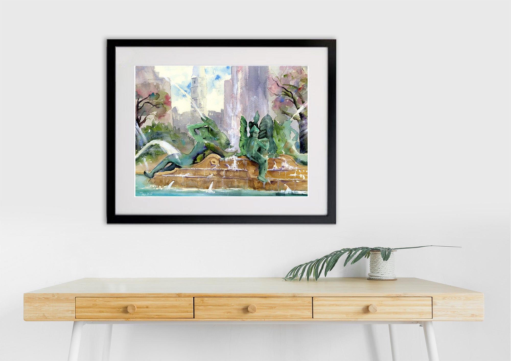 Philadelphia Swann Fountain Watercolor Print