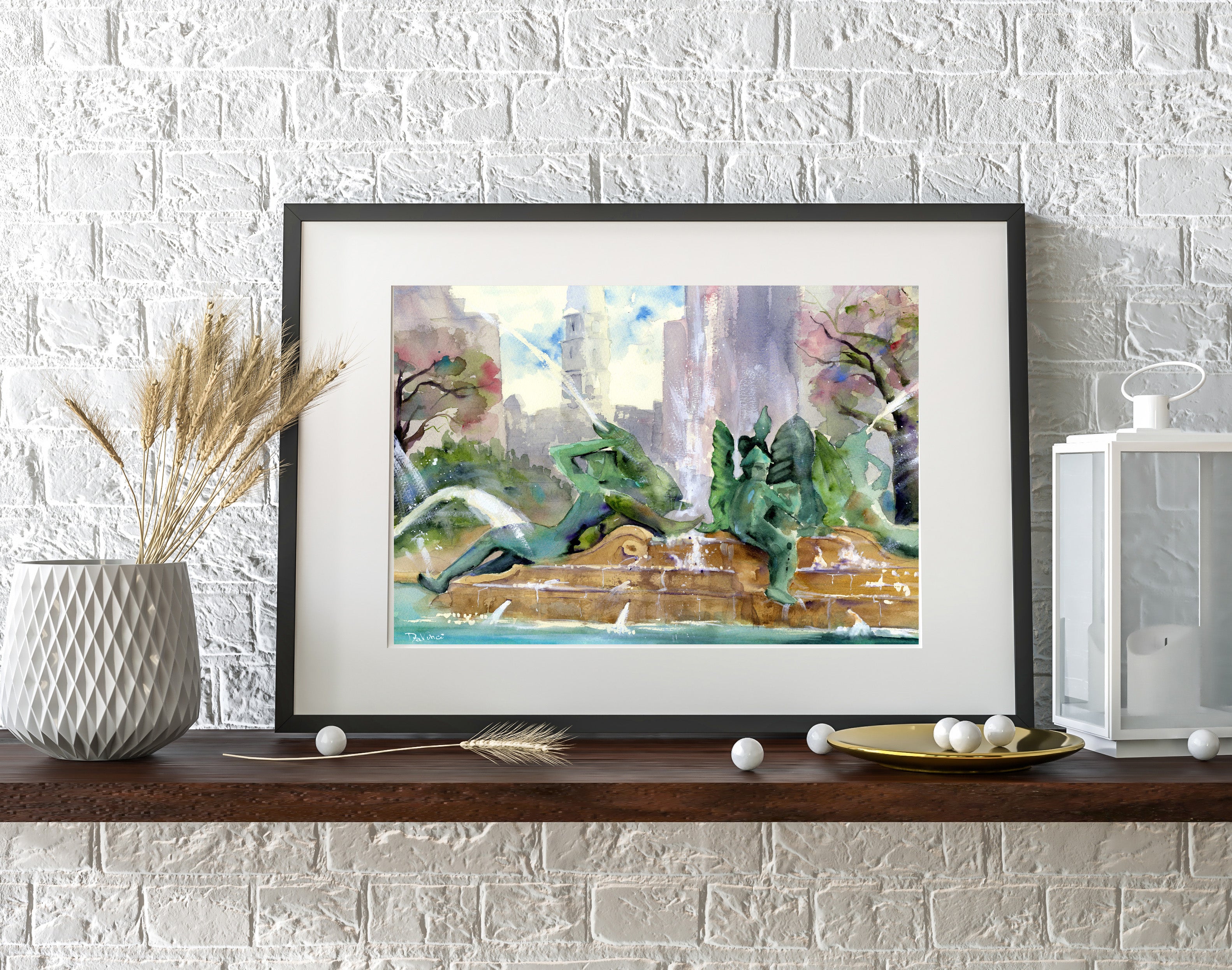 Philadelphia Swann Fountain Watercolor Print