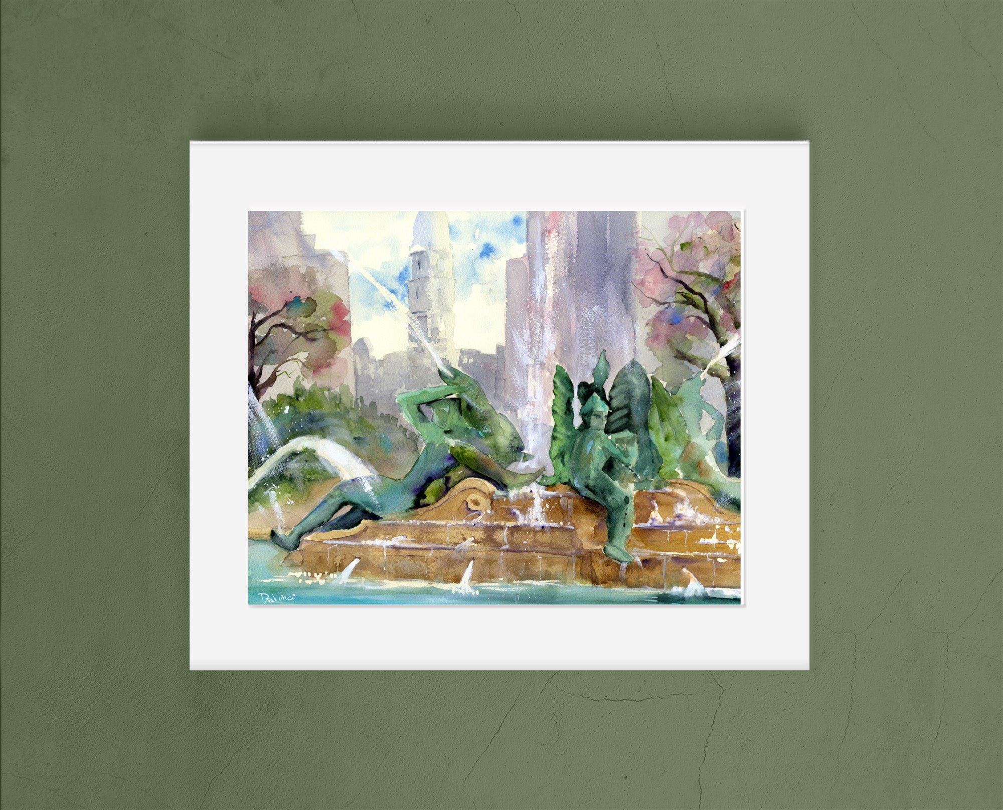 Philadelphia Swann Fountain Watercolor Print