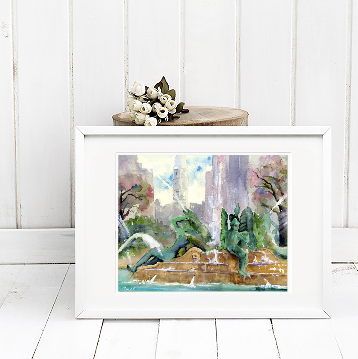 Philadelphia Swann Fountain Watercolor Print